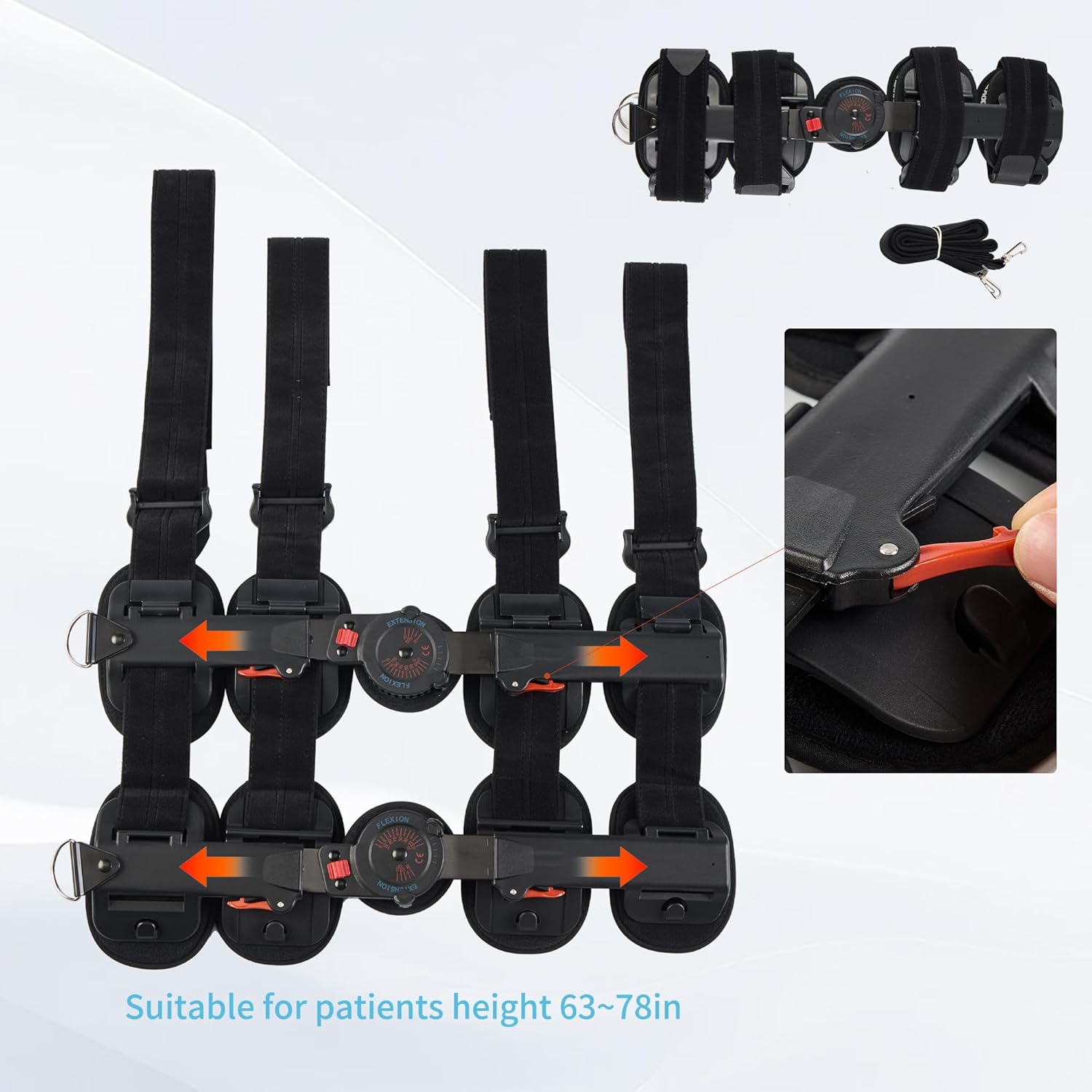 Hinged Knee Brace with Shoulder Strap, Post OP Medical Knee Stabilizer, Adjustable ROM Knee Support, for ACL, Post ACL and Cruciate Ligament Injury Rehabilitation Fit Right or Left Foot Unisex