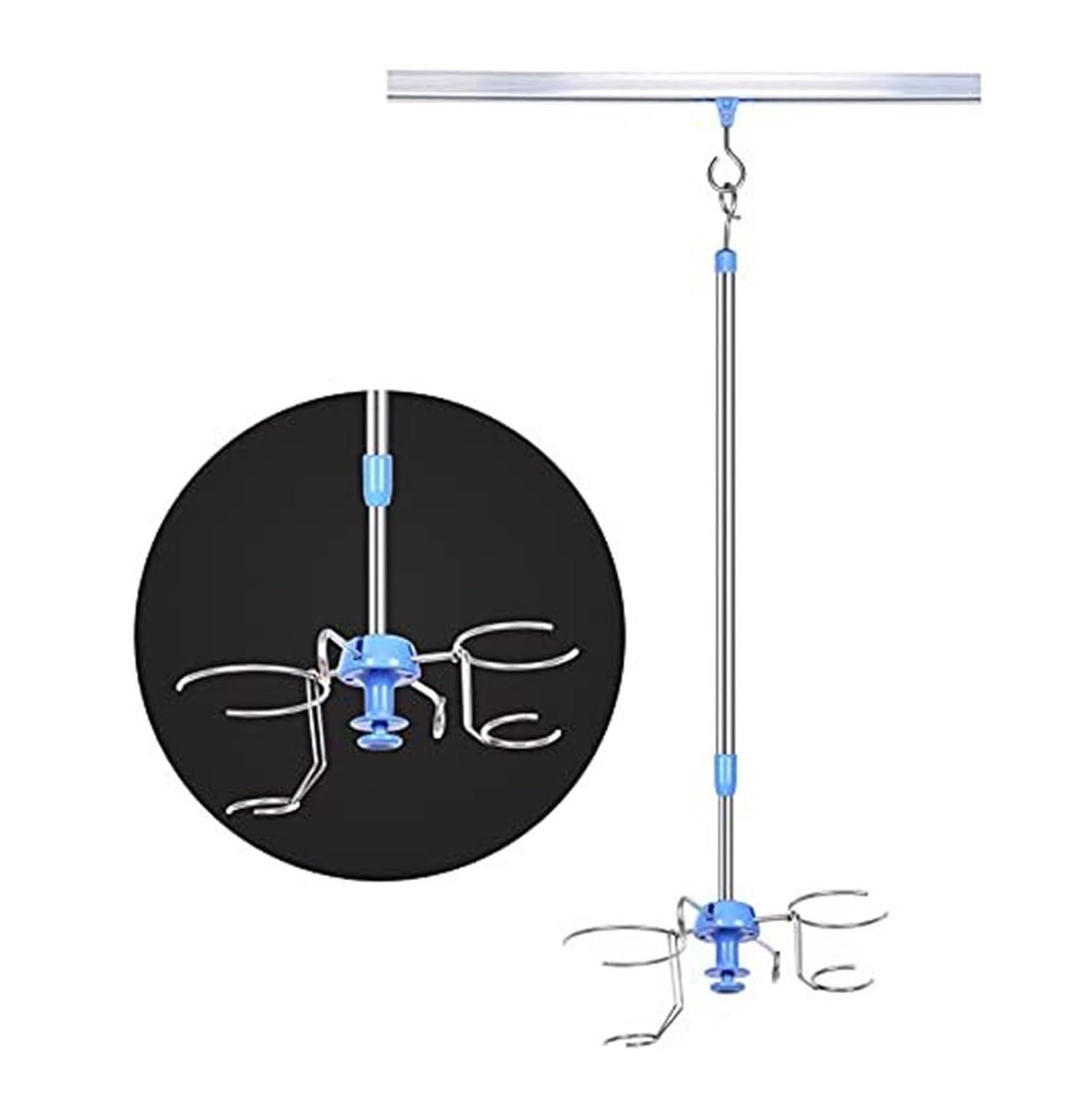 Iv Drip Stand with Pulley- Adjustable Height Rolling IV Pole for Ceiling Walls- Quiet IV Drip Equipment for Clinics and Nursing Homes (100-150cm)
