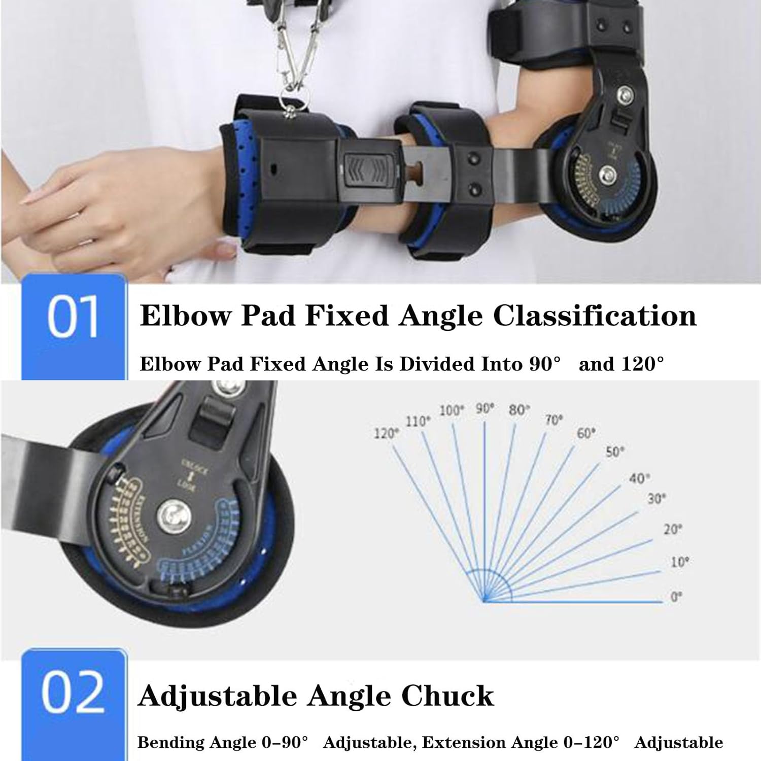 SFKLYU Hinged Elbow Brace Adjustable Splint & Shoulder Strap Adjustable Post Elbow Brace with Sling Stabilizer Splint Arm Injury Recovery Support After Surgery,Right