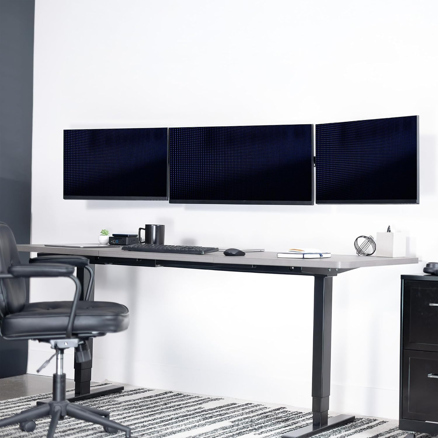 VIVO Premium Triple Monitor Wall Mount for 3 Screens up to 22 lbs, Fits up to 38 inch Ultrawides on Center Bracket, Adjustable Telescoping Arms, Flush Wall Setup, Black, MOUNT-TS03C