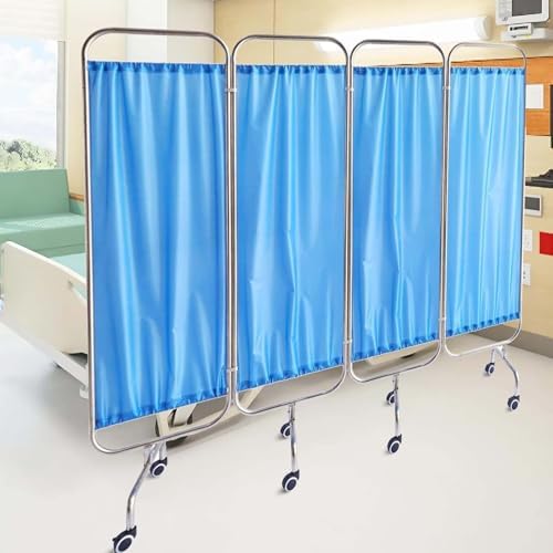 Folding Privacy Screen for Medical Use - 5-Panel Waterproof Partition with Lockable Wheels for Exam Rooms, Clinics, Nursing Homes, and First Aid Facilities