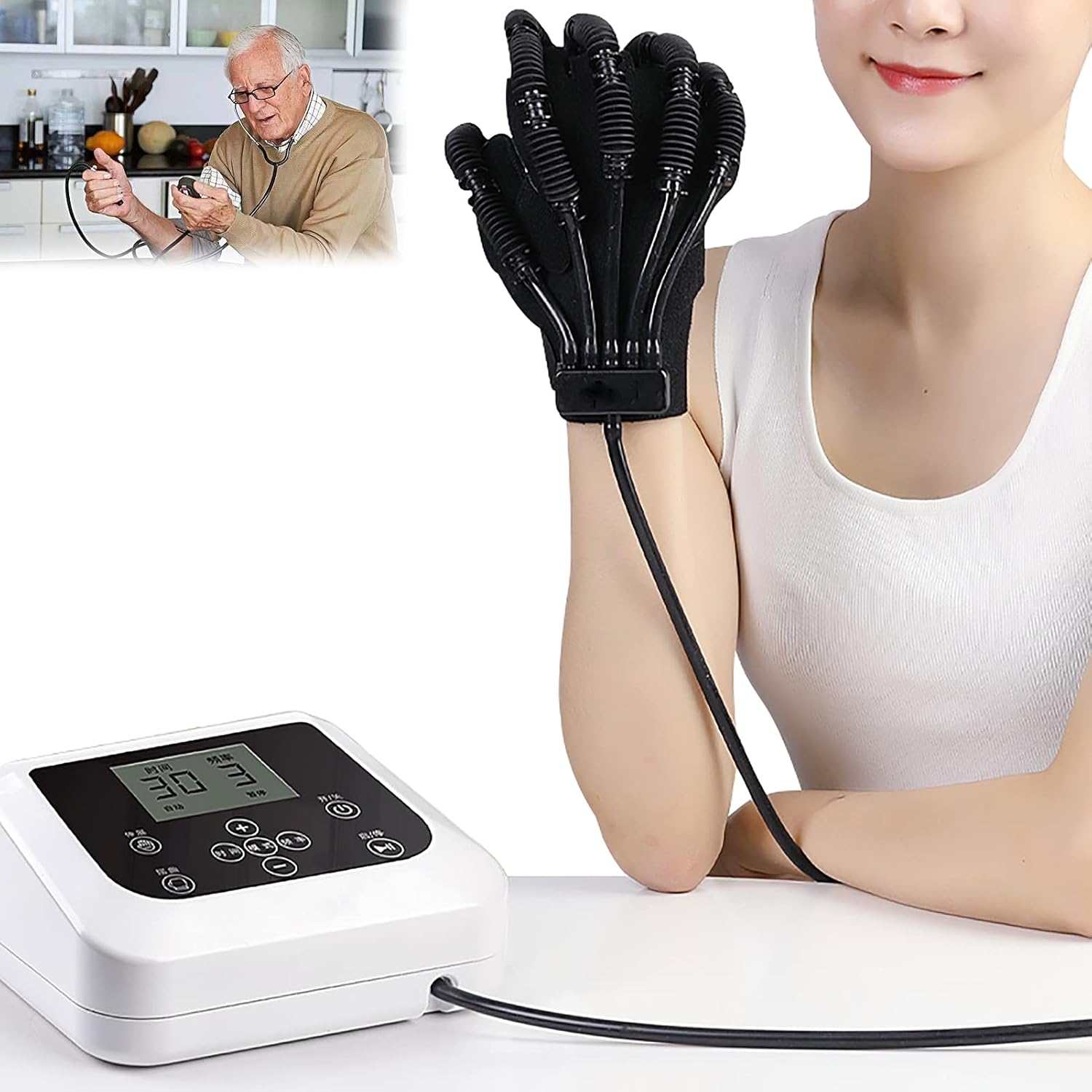 Rehabilitation Robot Gloves Finger Orthoses Stroke Hand Splint Increase Muscle Tone Minimize Spasticity,Left,XL