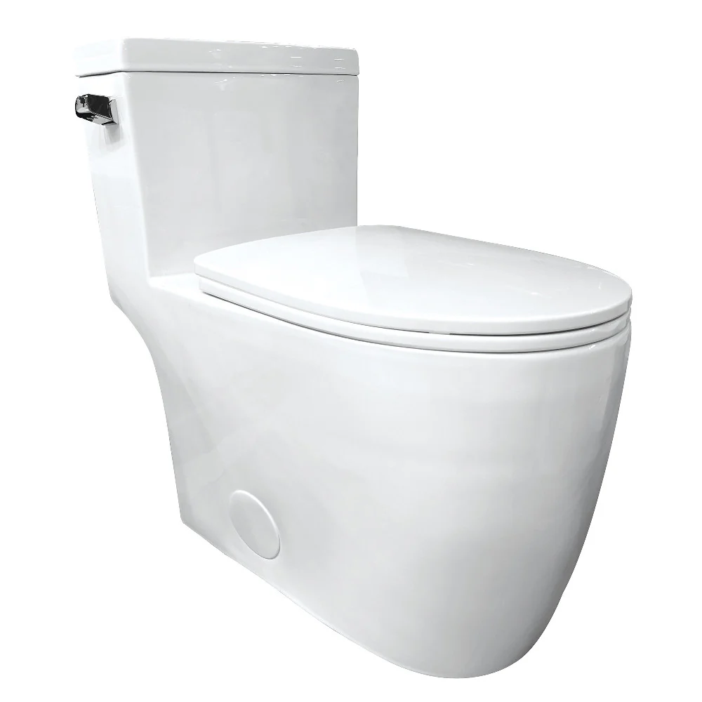 Kingston Brass Courtyard One-Piece 1.28 GPF Single Flush Elongated Toilet, White (VTC2995)