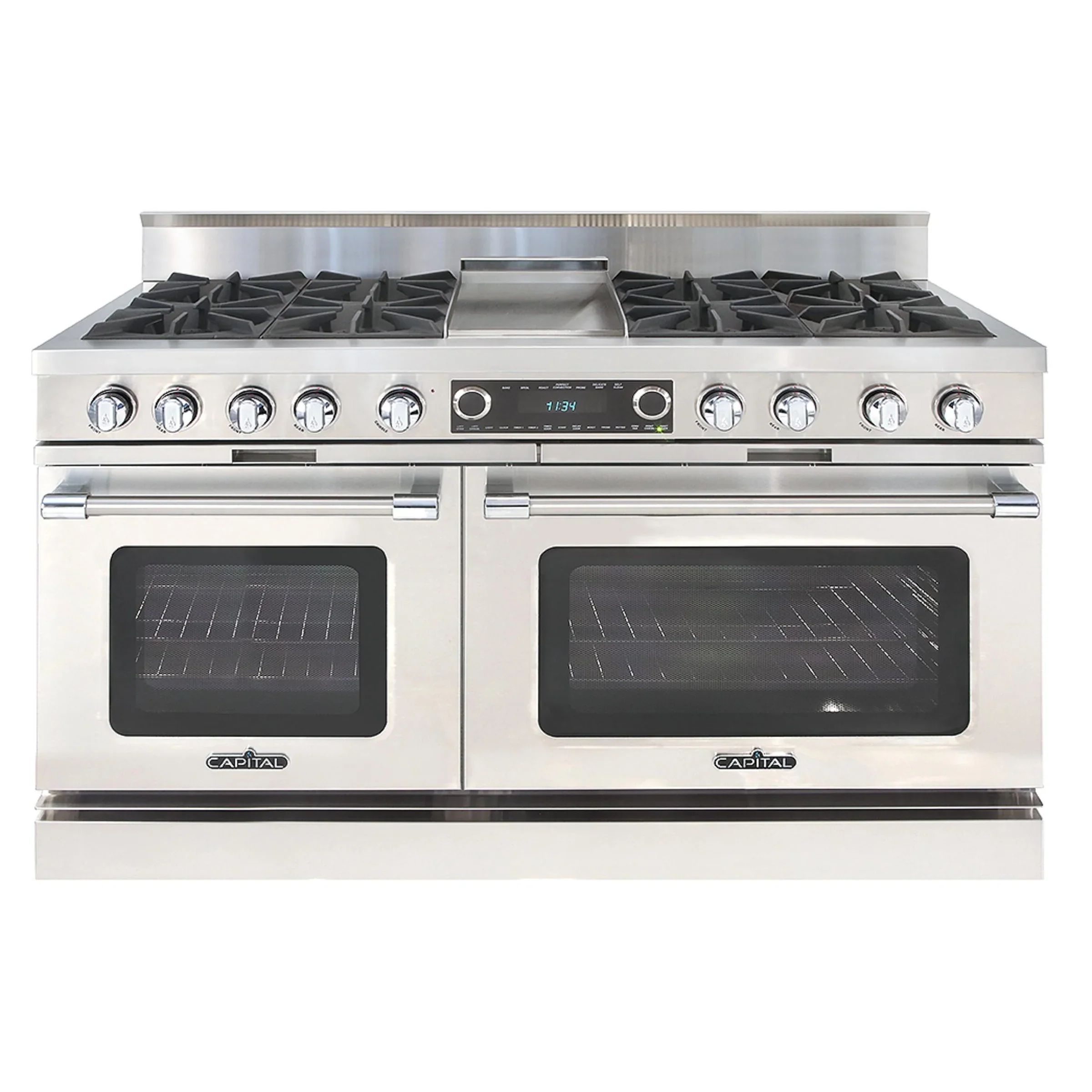 Capital 60-Inch Grand Chef Dual Fuel Range in Stainless Steel with 8 Open Burners & Griddle (COB604G4)