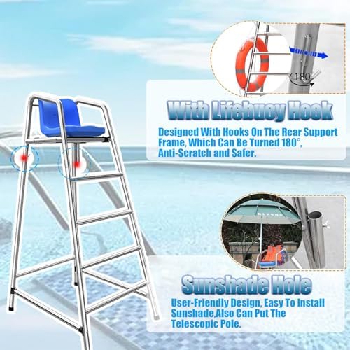 Commercial Lifeguard Chair - Durable Pool & Beach Observation Seat for Indoor/Outdoor Use, Ideal for Lifeguards, Referees & Aquatic Safety Professionals, Heavy-Duty Design