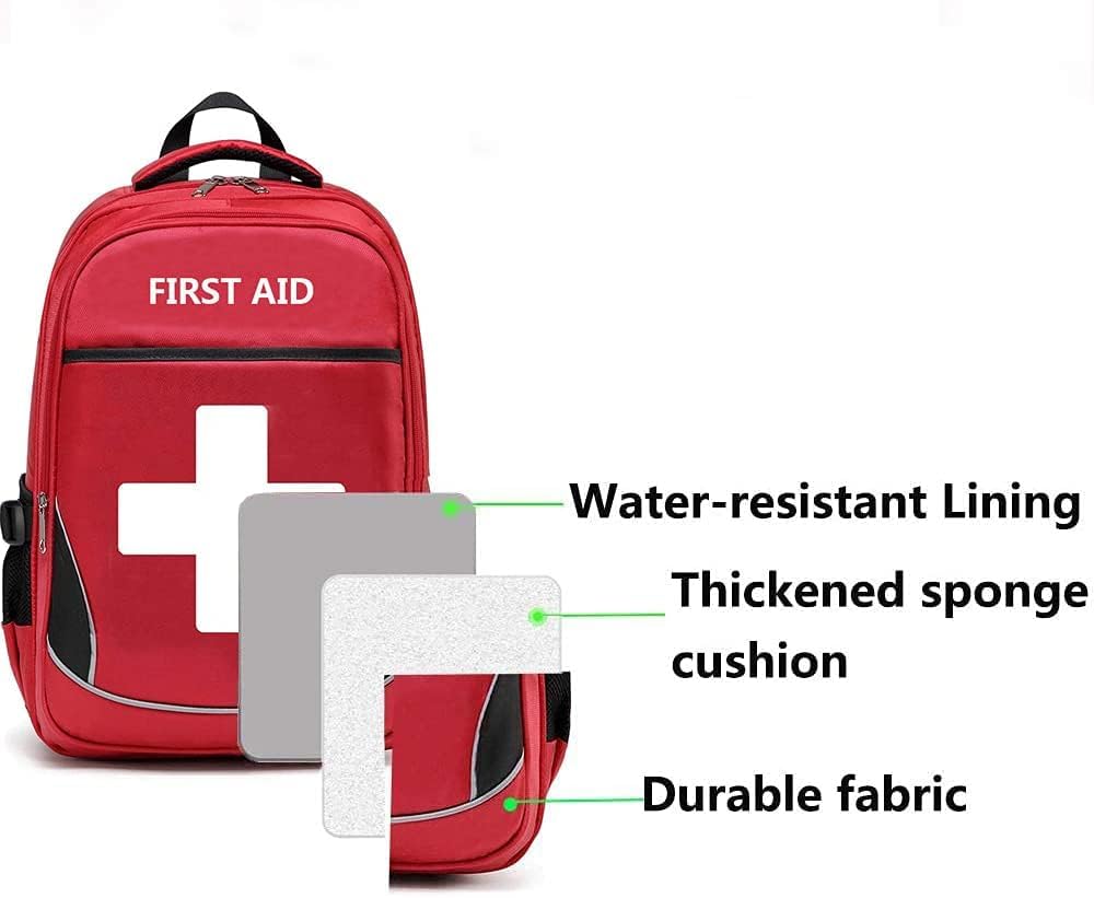 First Aid Bag Empty Red Emergency Medical Bag First Responder Trauma Multi-Pocket Traveling Field Trips Camping Essentials (Red, Pack of 10)