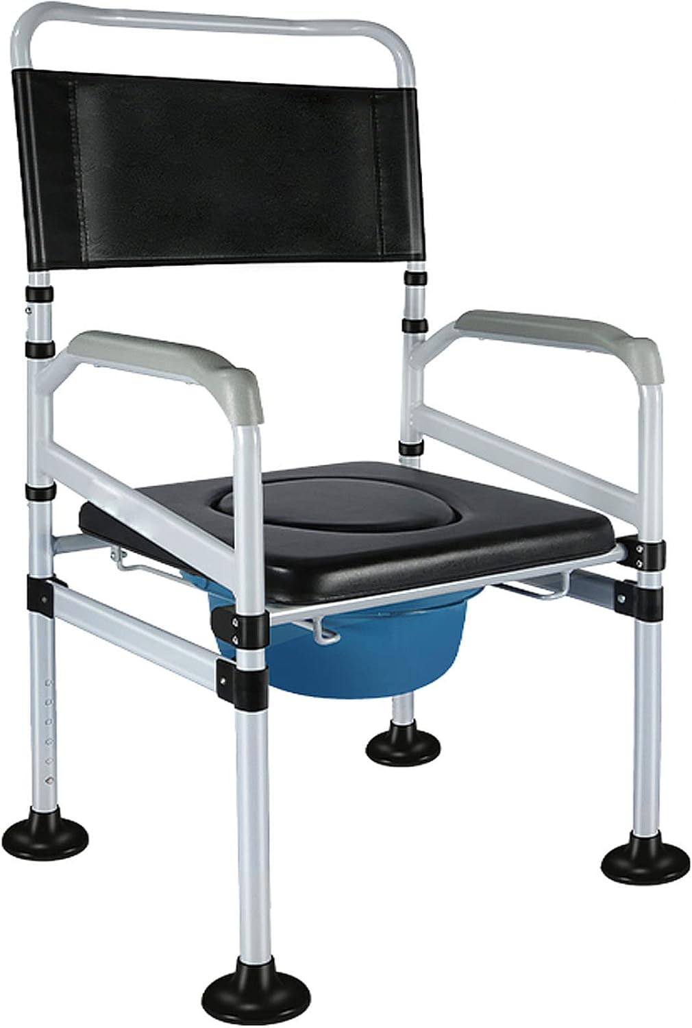 Bedside Commode Toilet Chair Seat with Handles, Height Adjustable Portable Toilets for Seniors Disabilities Elderly Maternity, Supports 300kg