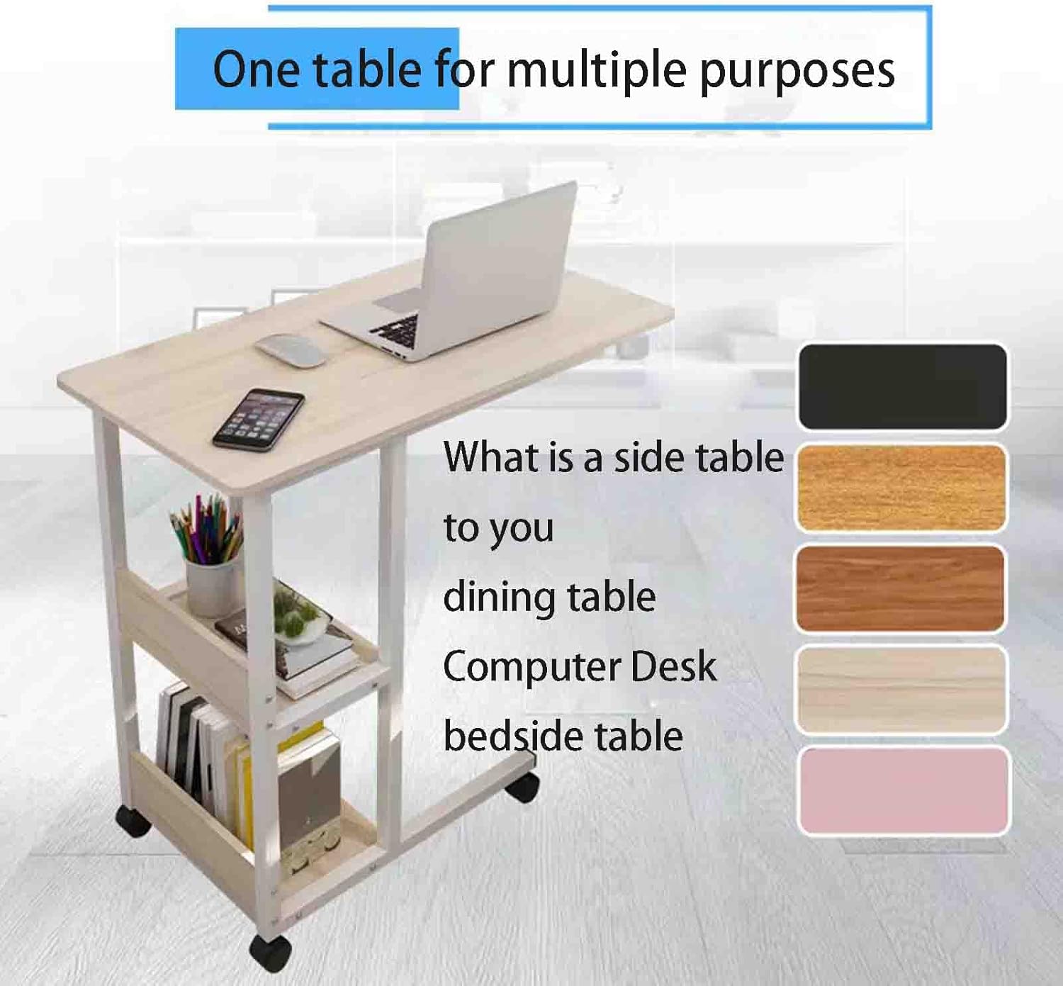 Overbed Table with Wheels,Bedside Table Mobile Table Bedside Hanging Table Manual Lifting Desk Can Put Keyboard,Hospital Medical Use