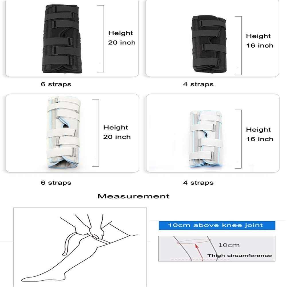 ZR98US Brace Knee Fixing Splint Postoperative Fixer Ligament/Immobilization Support Before and After Operation, to Fit Your Leg Size (Black1 XL)