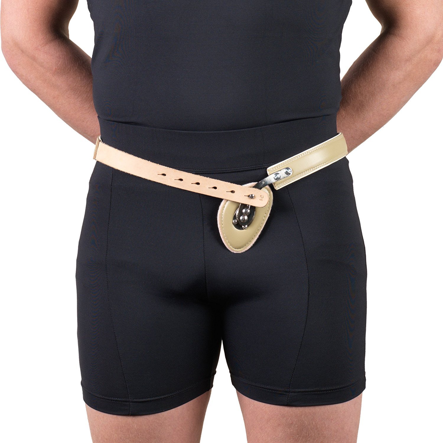 Truform-OTC Hernia Truss, Single Spring, Inguinal Pad Compression, Plated Steel Shank, Adjustable, 40 inch Hip (Left)