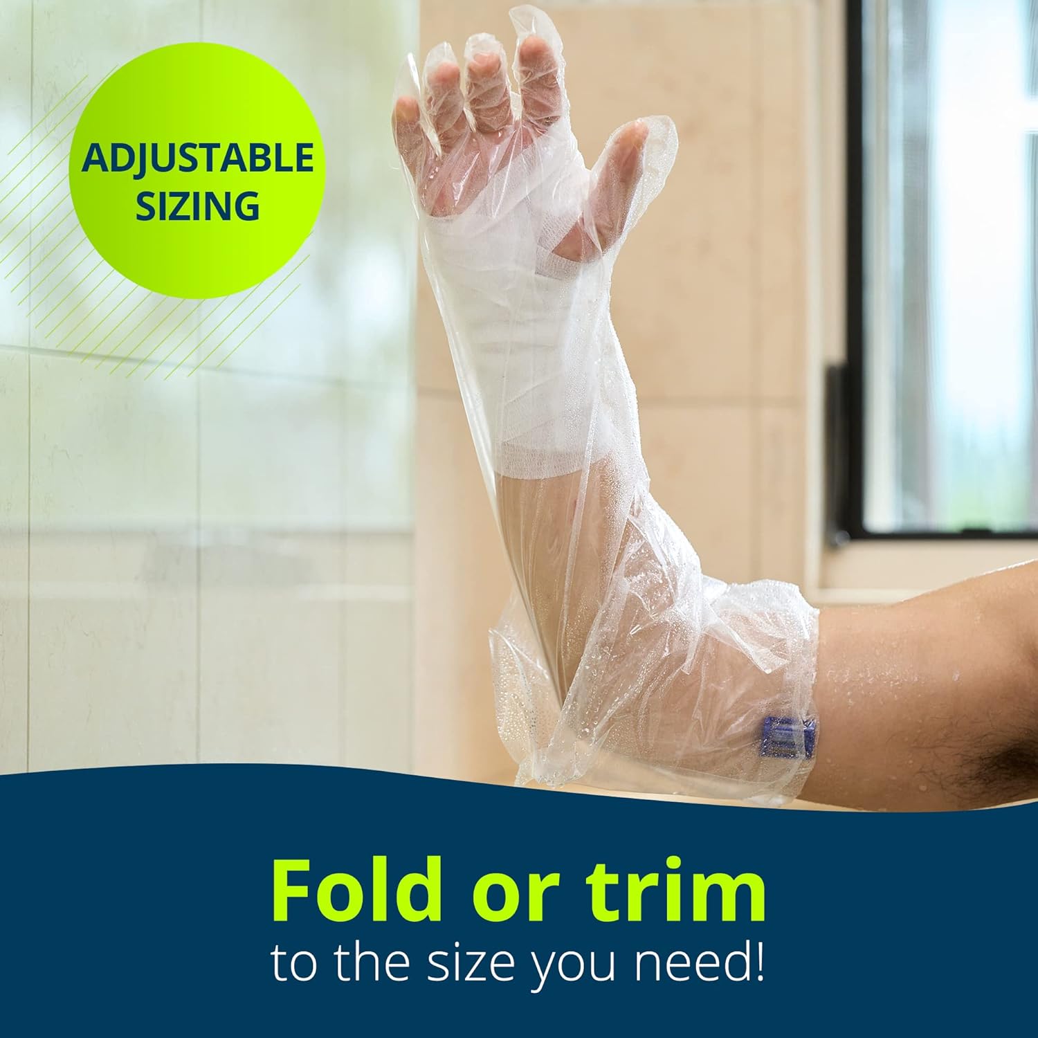 TIDI AquaGuard Glove – Shower Protection Glove with Water-Seal Band – Arm Cast Cover – 75 Gloves and 25 Water-Seal Bands Total (3 Gloves per Package x 25 Packages) – Home Medical Supplies (50016-RBX)