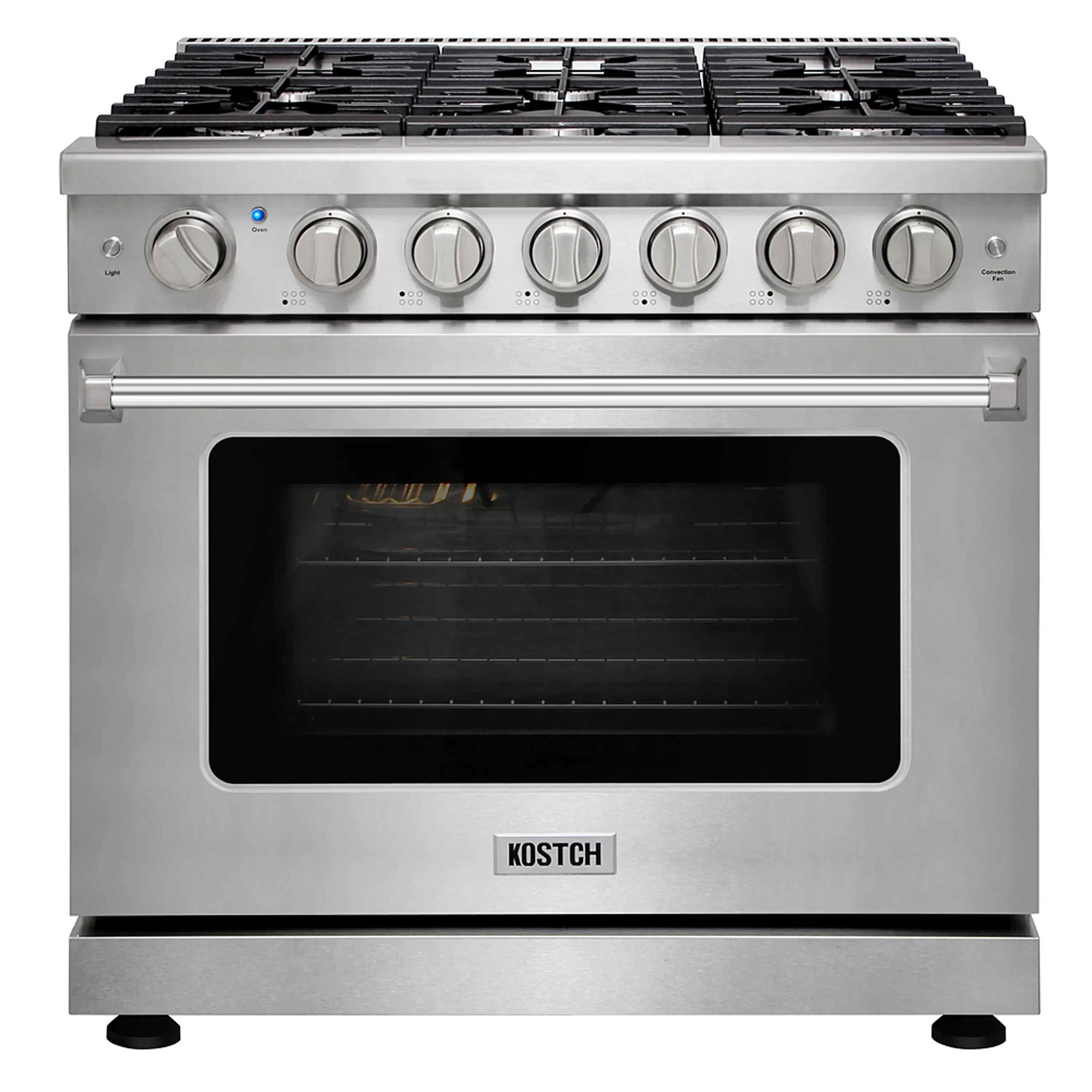 Kostch 36-Inch Propane Gas Range with 6 Burners & 6.0 Cu. Ft. Convection Oven in Stainless Steel (KOS-36RG03MLP-S)
