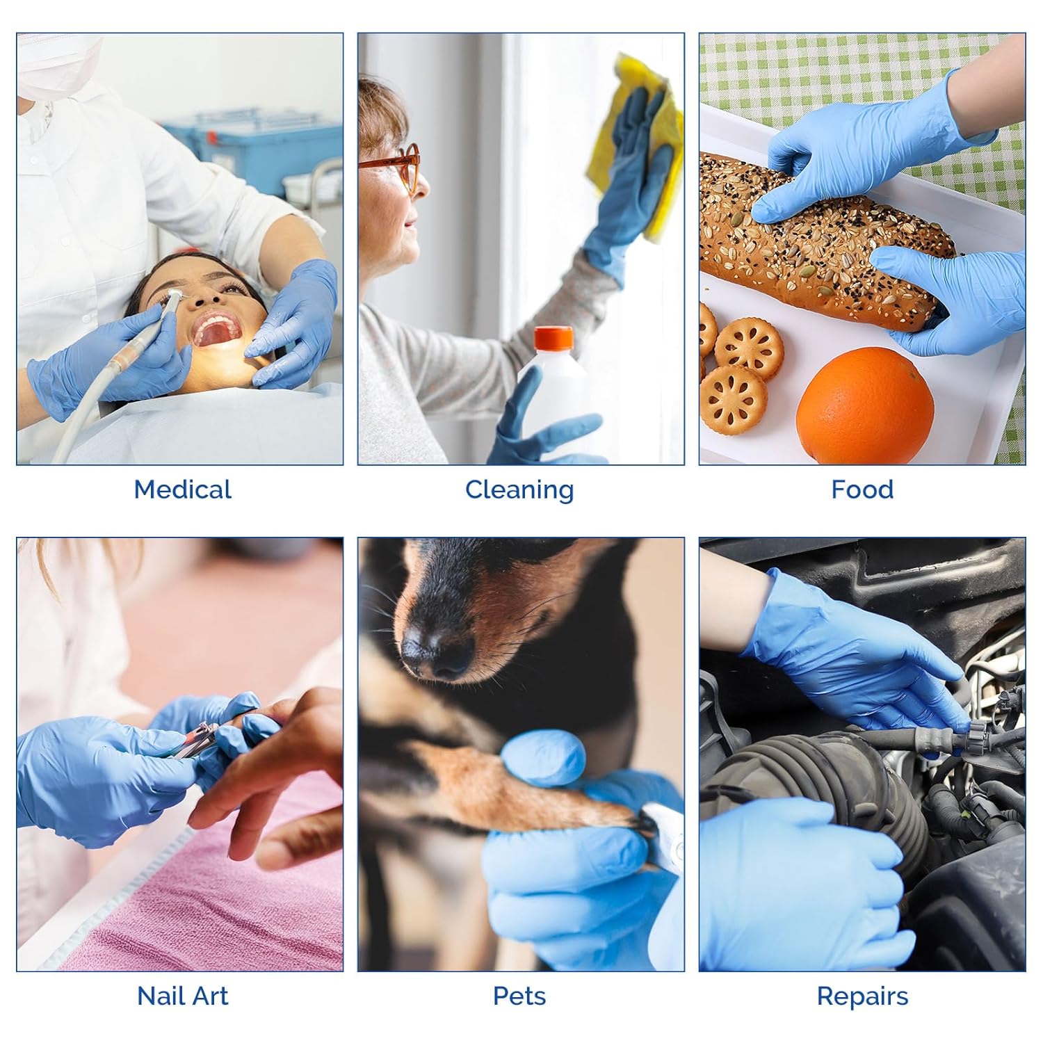 JMU Nitrile Exam Gloves Medium, 3.5 Mil, Powder-Free, Latex-Free, Disposable Medical Glove, Blue, 4000 Count