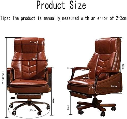 High-Back Leather Executive Swivel Adjustable Swivel Office Desk Chair with Armrests Lumbar Support Desk Ergonomic Chair Leather Business Backrest Chair Ergonomic Design Office Chair (Coffee )