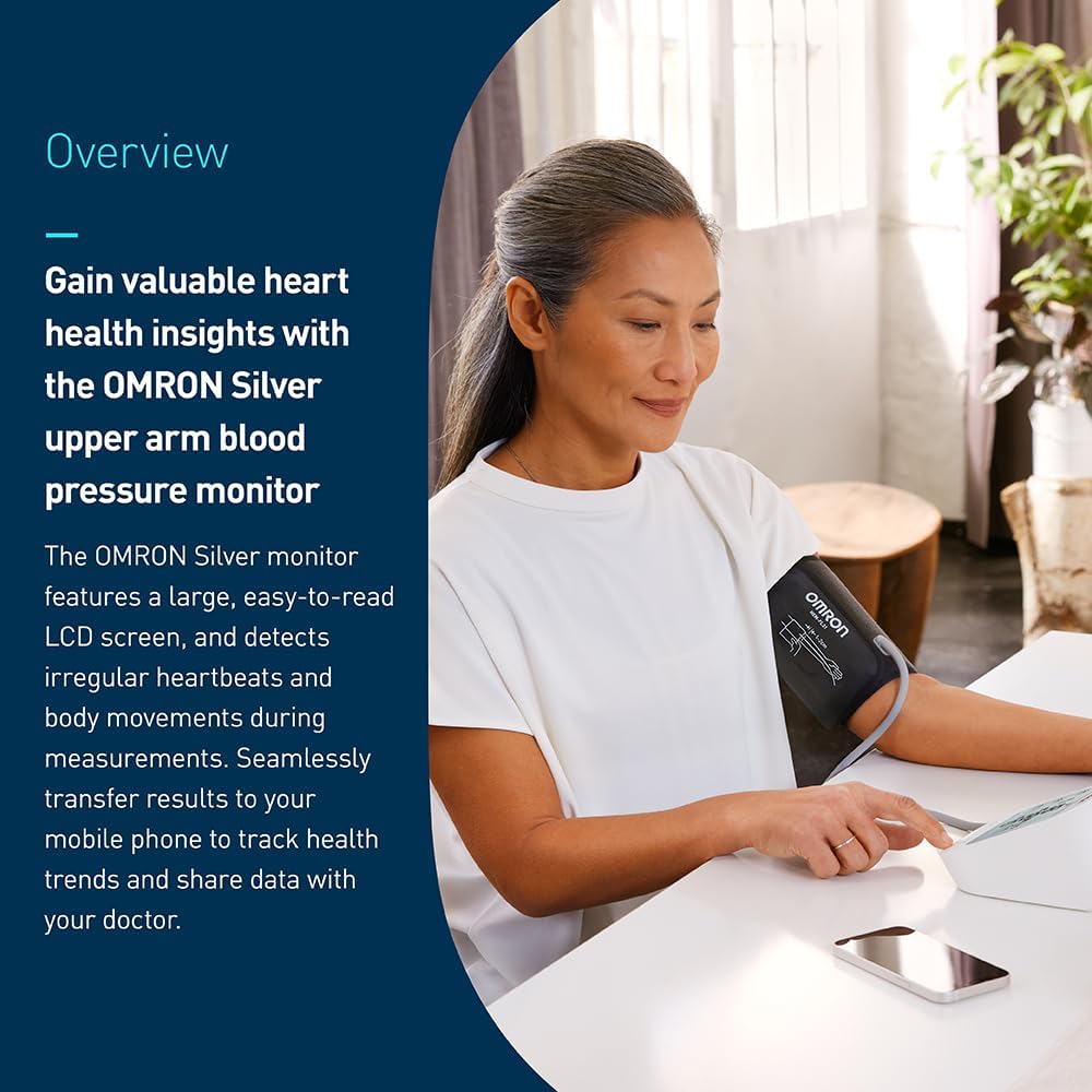 OMRON Silver Blood Pressure Monitor for Home Use & Upper Arm Blood Pressure Cuff - #1 Doctor & Pharmacist Recommended Brand - Clinically Validated - Connect App