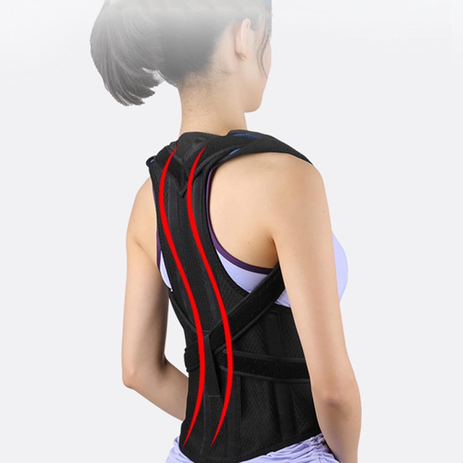 Humpback Orthosis Support FiPB9rrvisible Adjustable Breathable Correct Back Posture Neck Back and Shoulder Pain Relief Lumbar for Adult Unisex Black,L ()