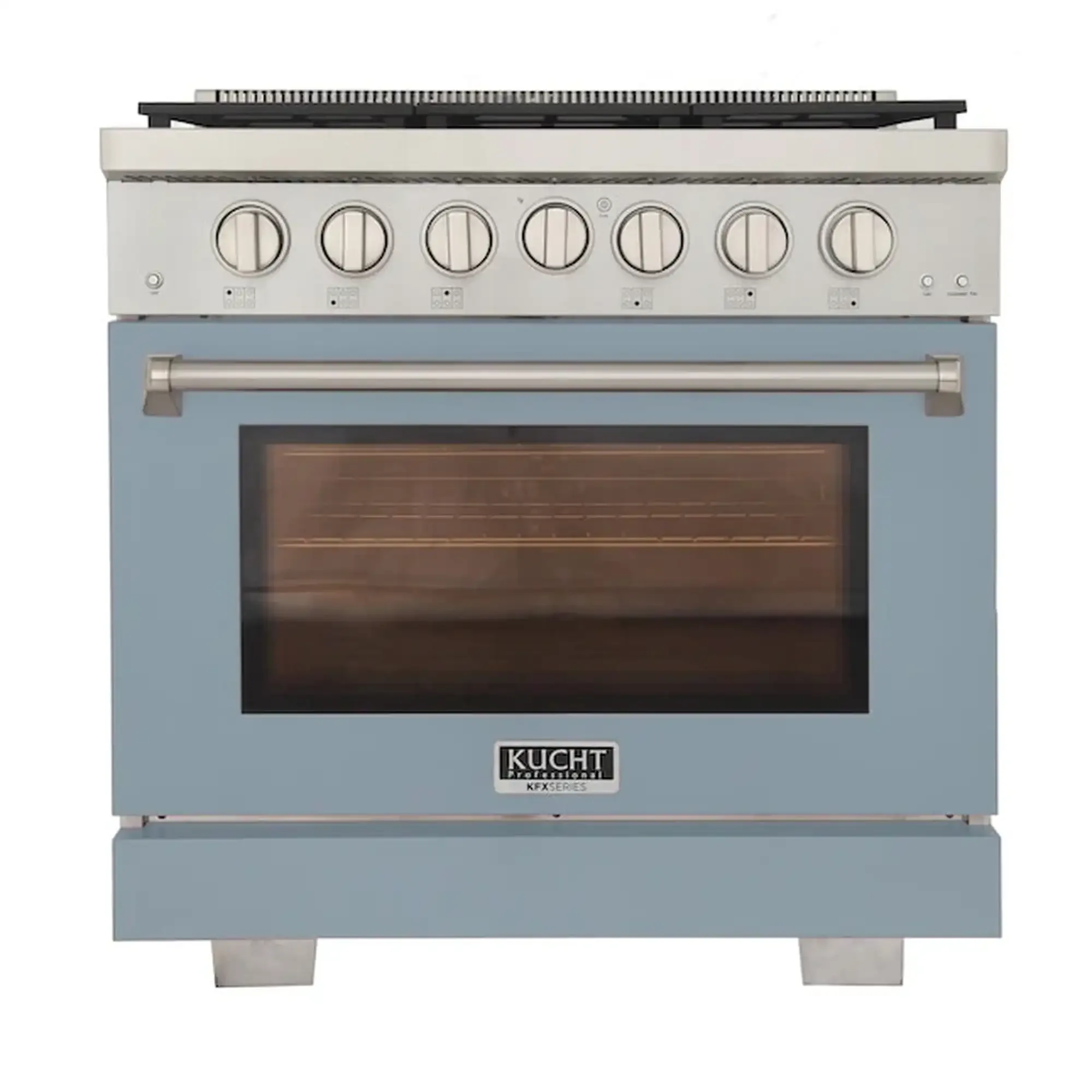 Kucht Professional 36-Inch 5.2 cu. ft. Gas Range in Light Blue with Silver Accents (KFX360-LB)