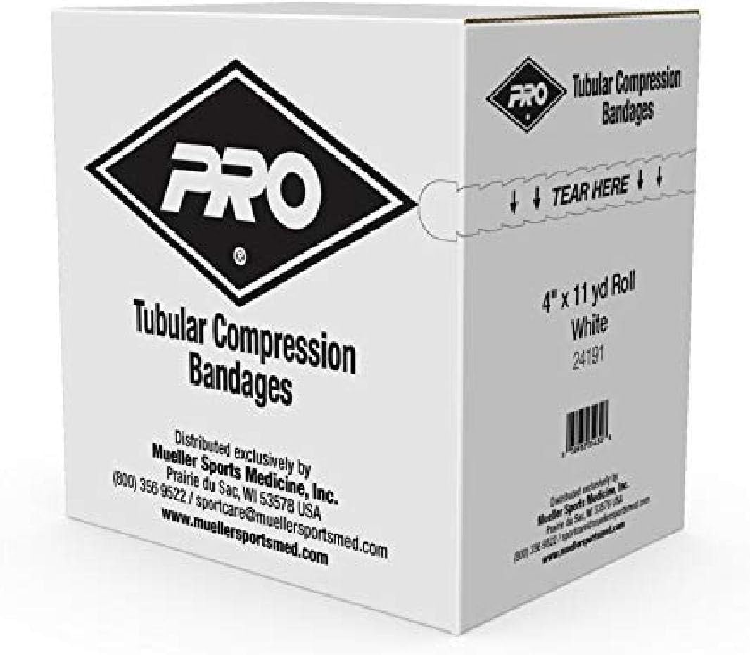 MUELLER Sports Medicine Tubular Knit Compression Bandage, Compression Sleeve Support for Men and Women, Cut-to-Fit, Machine Washable, White, 4-Inches Wide