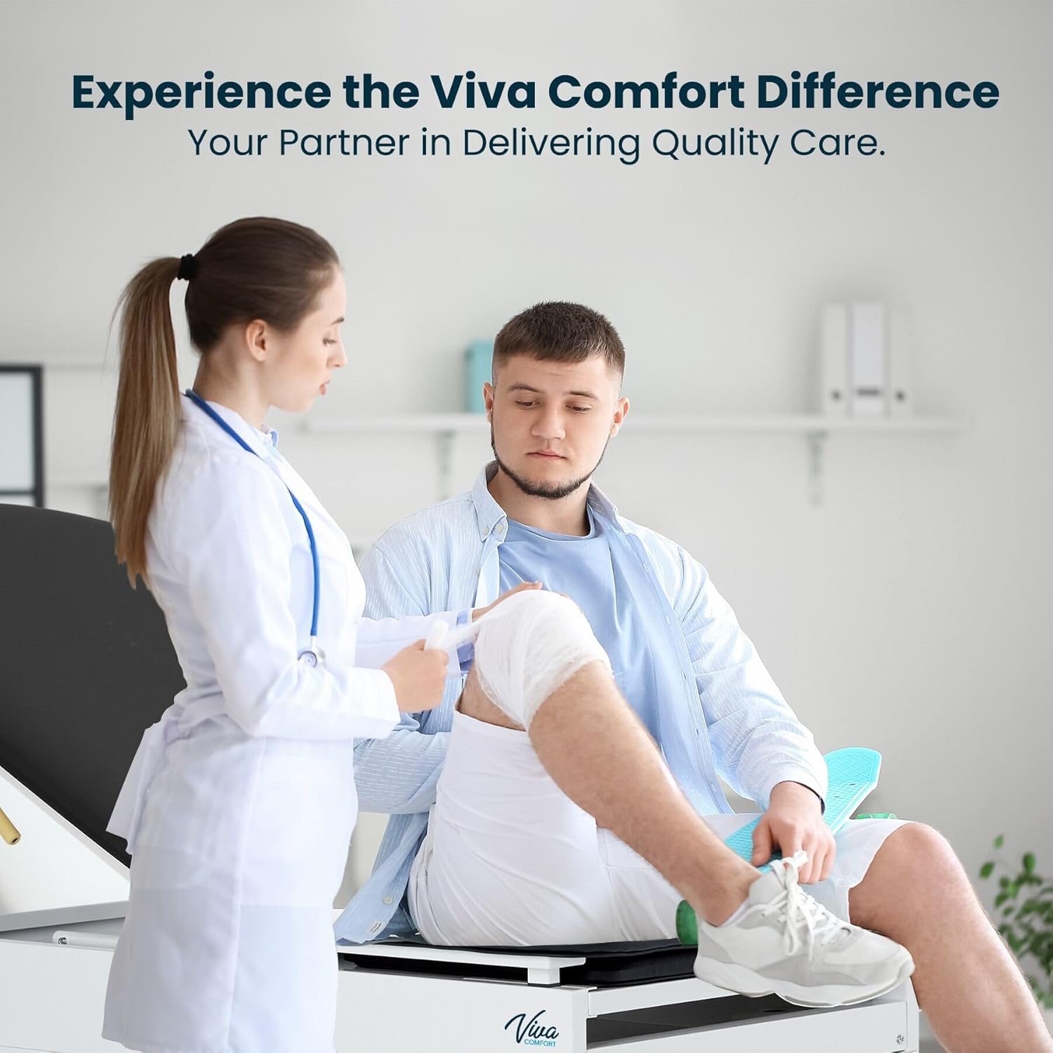 Grande Medical Exam Table, Adjustable Exam Bed with Step Stool, Storage Cabinets, and Foot Rest, Dimensions: 47.64” L x 26.77” W x 29.13” H, Black, NO Stirrups