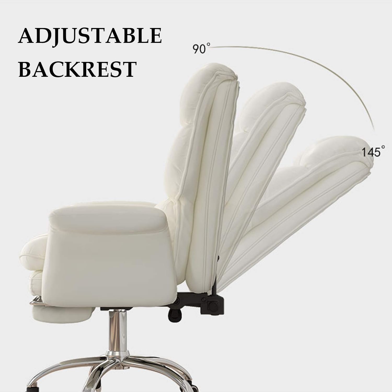 Adjustable Computer Chair High Back Office Desk Chair Lumbar Support Upholstered PU Leather Cushion with Armrests (Pink