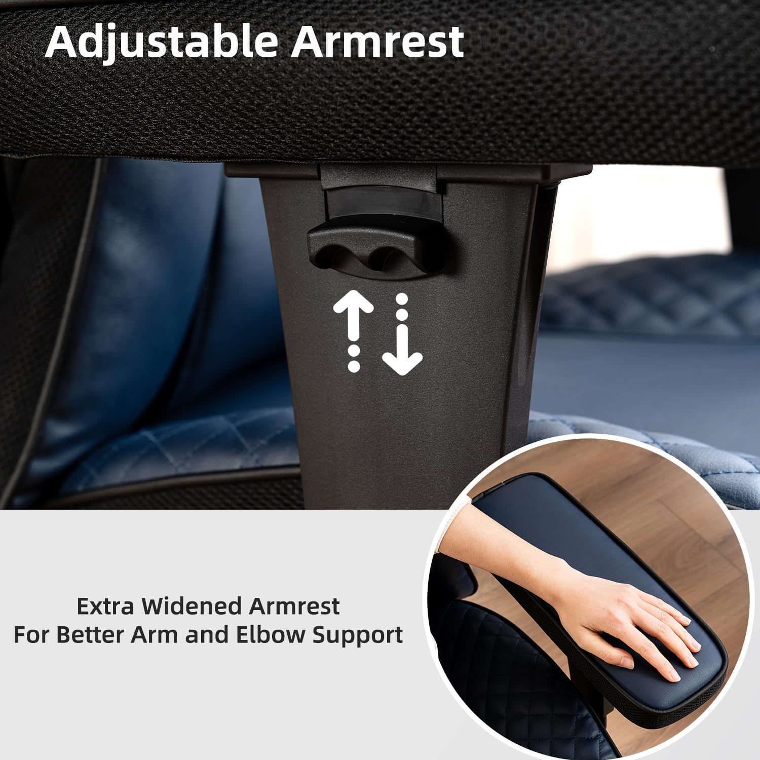 Big and Tall Office Chair 500lbs, Heavy Duty Executive Office Chair with Foot Rest, High Back Leather Adjustable Arm Rest,Ergonomic Lumbar Support Wheels(Navy Blue)