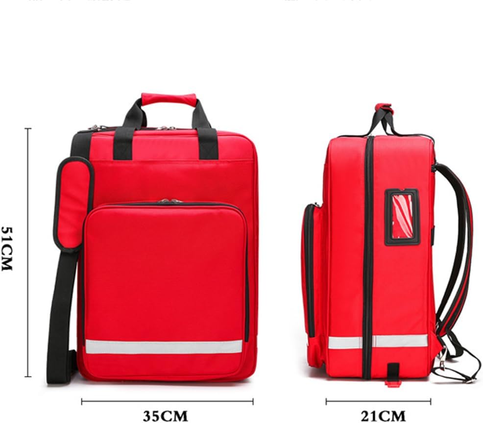 Emergency Treatment Backpack Large Capacity, Medical Bag with Detachable Trolley, Professional First Aid Kits Storage with Tie Rod, for Doctors, Paramedics