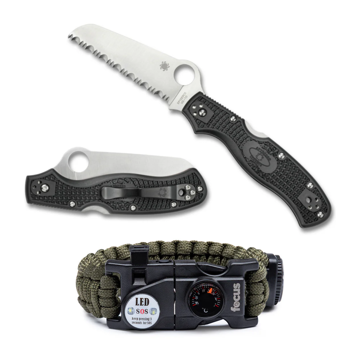 Spyderco Rescue 3 Lightweight Folding Knife with Multi-Tool Paracord Bracelet