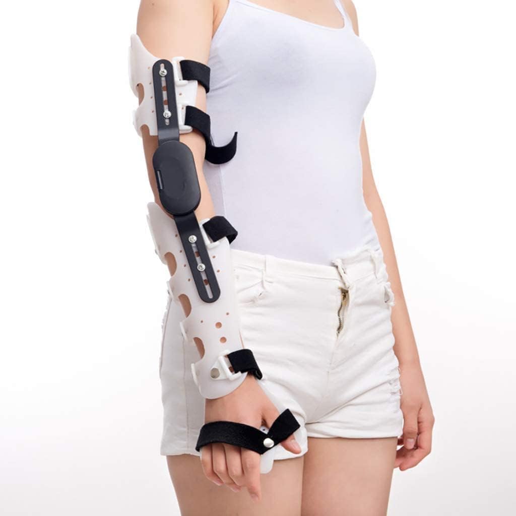 HingedElbow Palm Brace, for Arm Orthosis Injury Recovery Support After Surgery Adjustable Post OP Elbow Brace