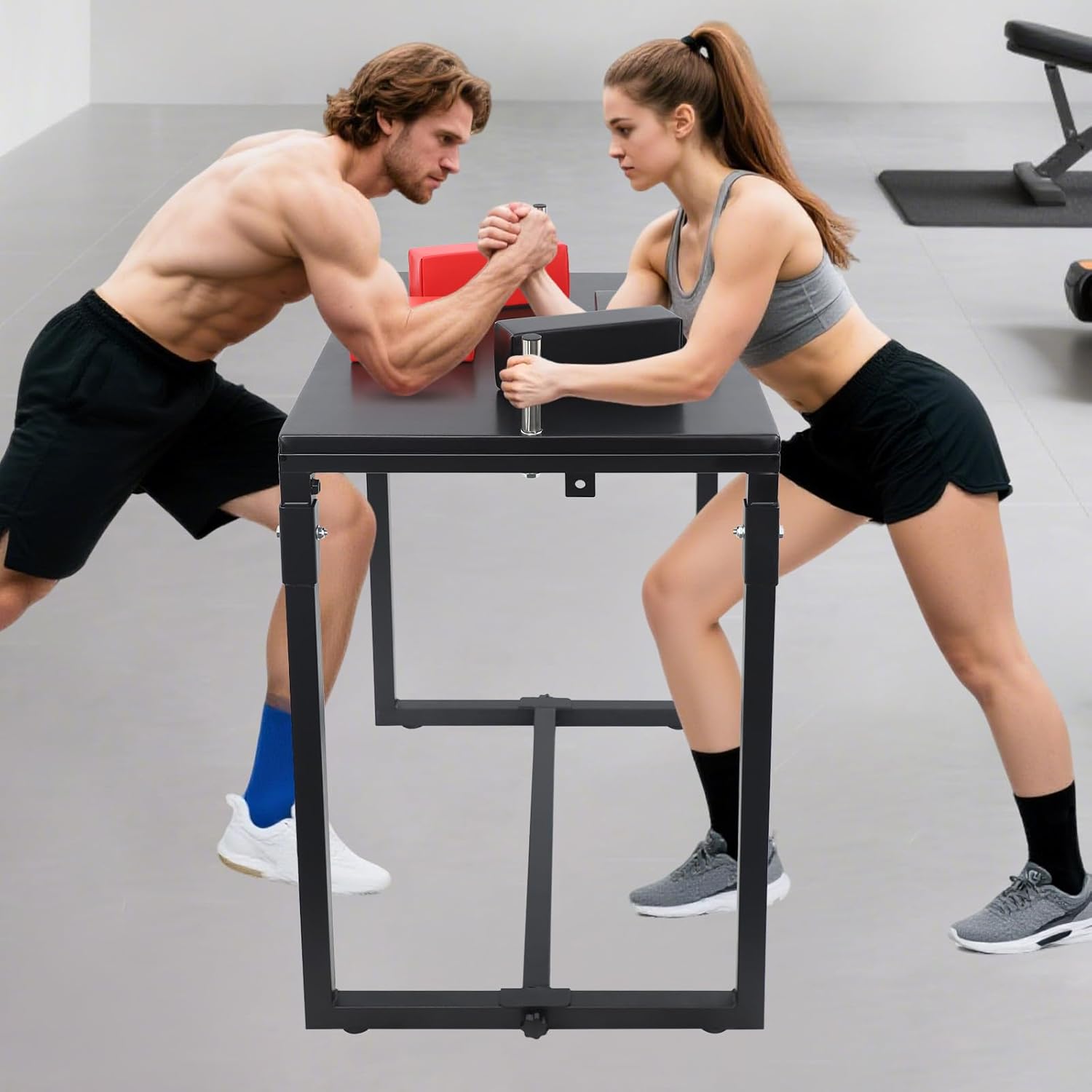 Arm Wrestling Table, Professional Battle Table w/Elbow Pad&Forearm Pad, Foldable Wrist Strength Training Support Plate, Competition Arm Strength Training Equipment for Home Gym Club