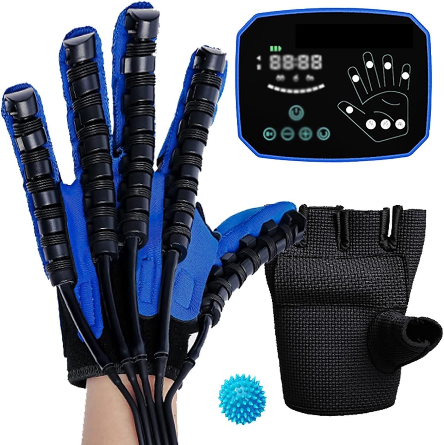Rehabilitation Robot Gloves Finger Training Stroke Hand Splint Finger Orthosis with Single Finger Training Mirror Mode for Stroke Patients with Hemiplegia(Size:S Code,Color:Left Hand)