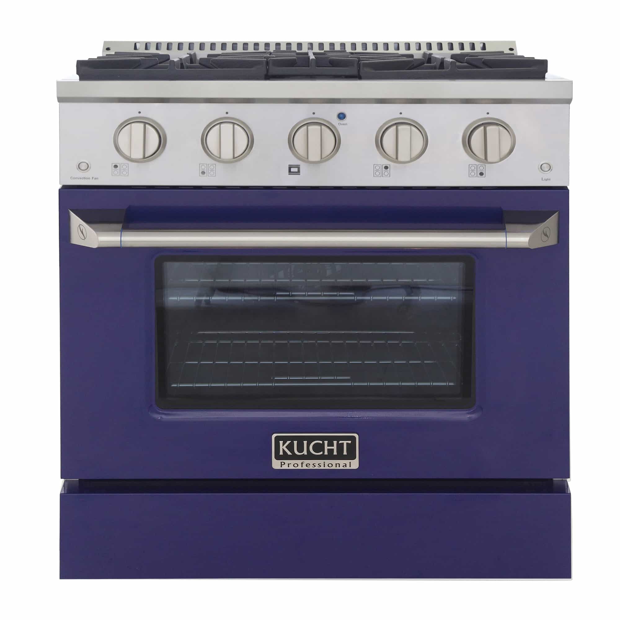 Kucht 30-Inch Pro-Style Dual Fuel Range with Propane Gas in Stainless Steel with Blue Oven Door (KDF302/LP-B)