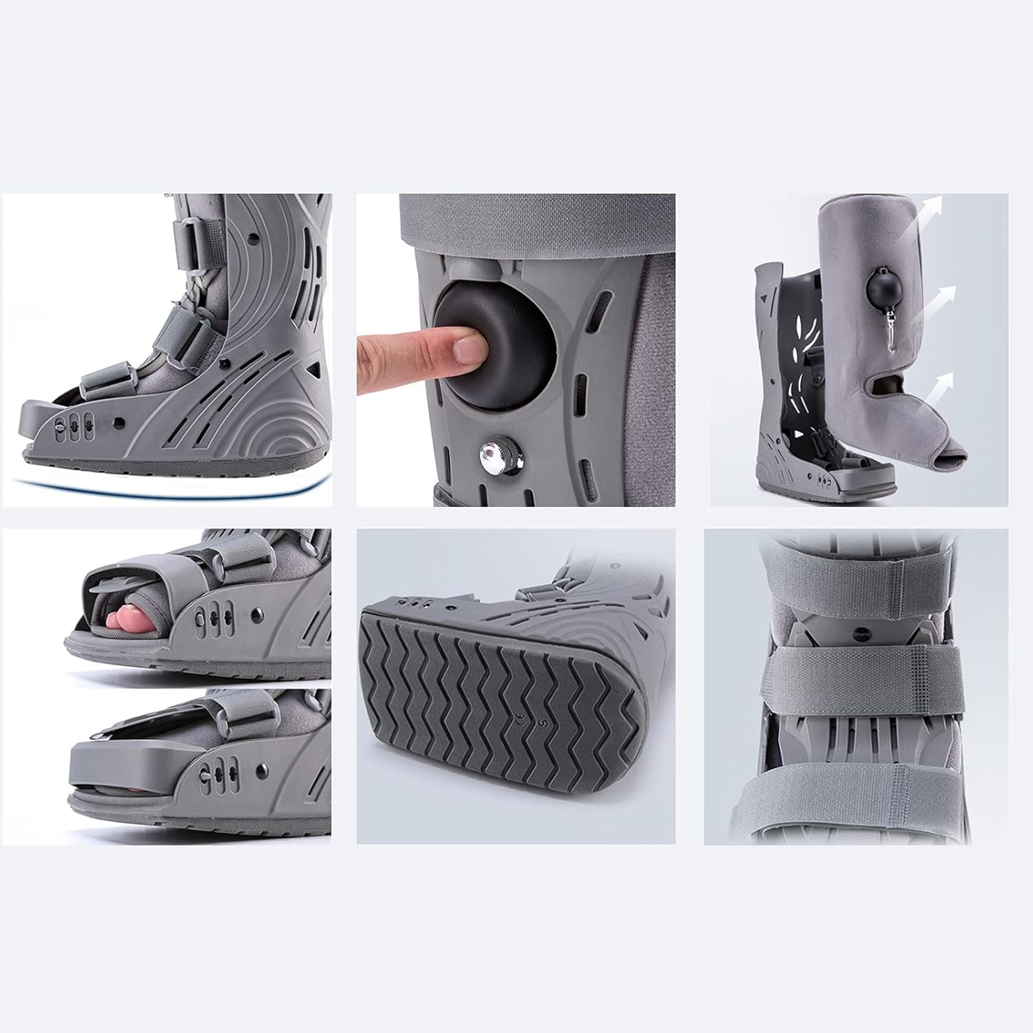 Orthopedic Ankle Brace Walking Boots Disability Mobility Replace Plaster Inflatable Removable Lining Forefoot Fracture Or Postoperative Fixation Gray,L (Grey-S