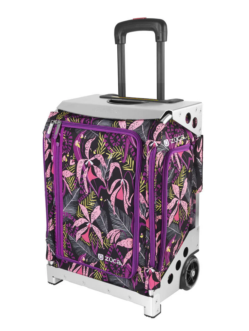 Zuca Navigator Carry-On Bag with Built-In Seat (Wild Orchid Print, Silver Frame)