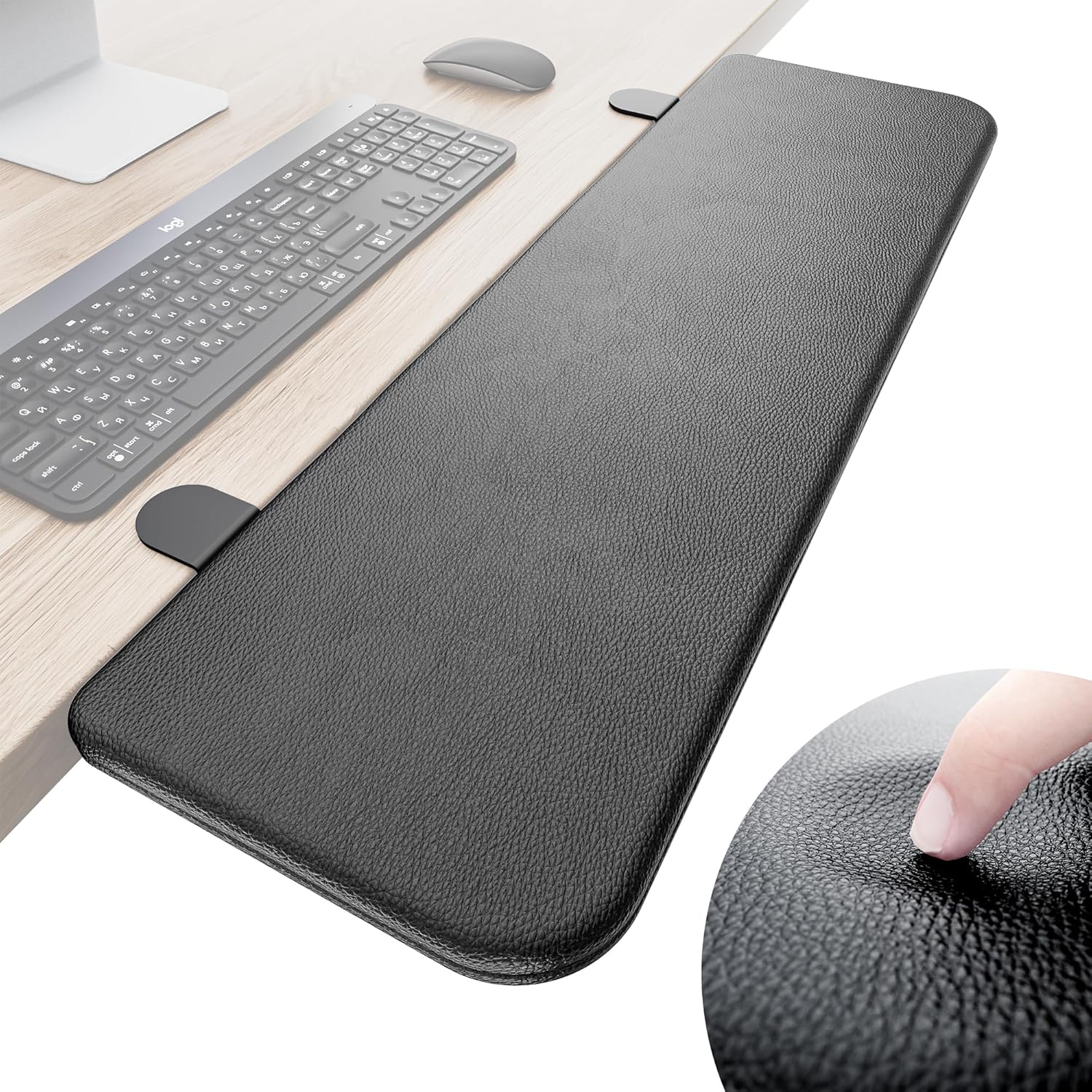 NODOCA Arm Rest for Desk, Ergonomics Wrist Rest, Desk Extender, Soft Sponge Built-in, Comfortable Arm Support for Desk, Wrapped in Eco-Friendly Leather, Foldable Elbow Rest for Desk(1, Black, 30'')