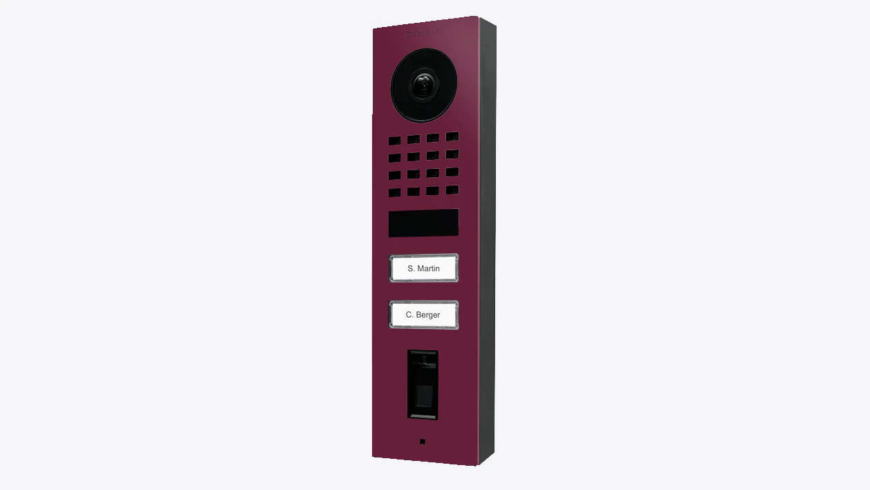 DoorBird D1102FV Fingerprint 50 Surface-Mount IP Video Door Station in Claret Violet, RAL 4004