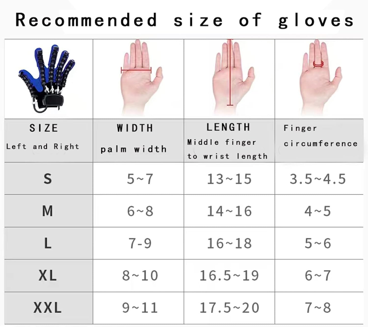 Rehabilitation Robotic Gloves for Hemiplegia Stroke Aralysis Arthriti Patient Finger Training Hand Recovery Exercise Glove Finger Splint (Color : Right Hand, Size : XX-Large)