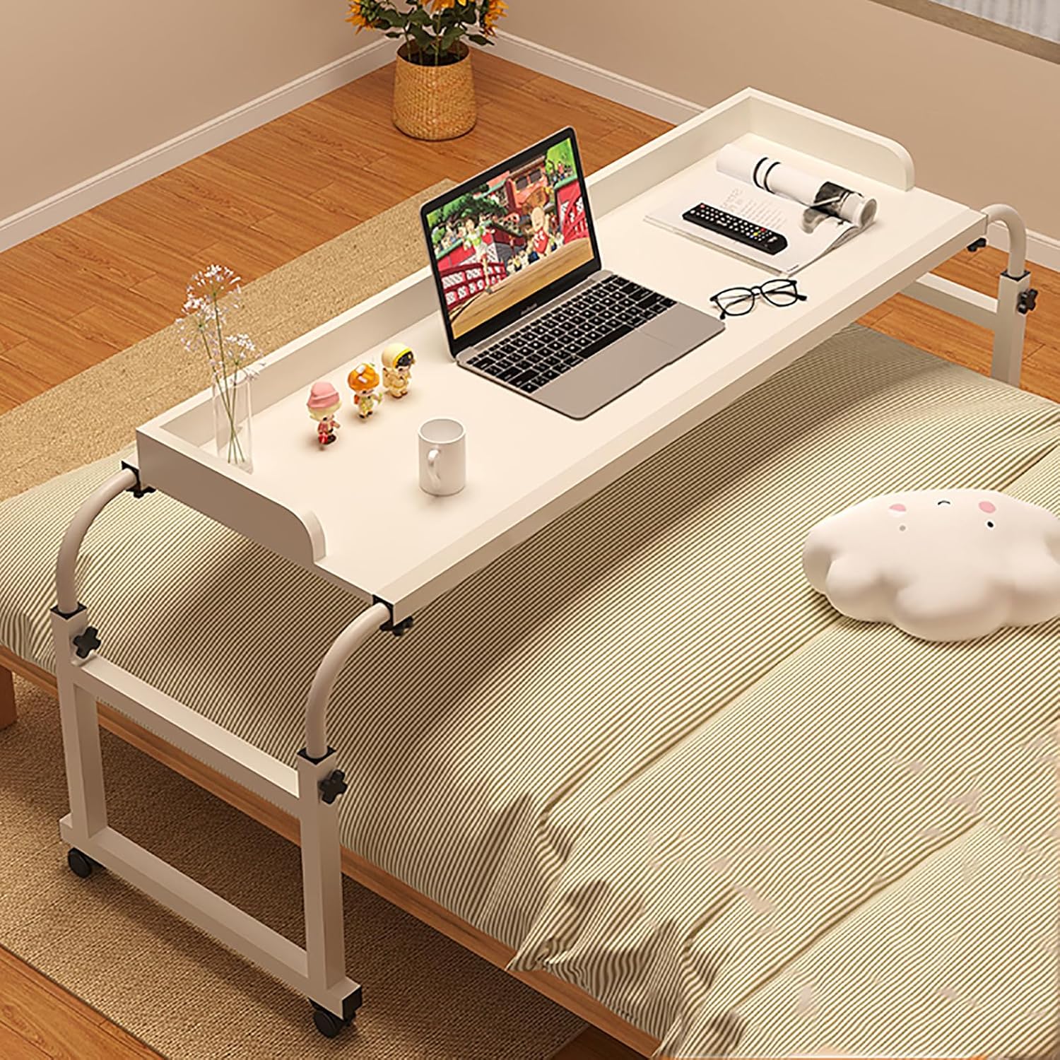 hospital table over bed for home use swivel,over The bed table with Wheels,adjustable height table,hospital bed table,chair cart,laptop desk for bed,recliner table,Perfect for hospital famil