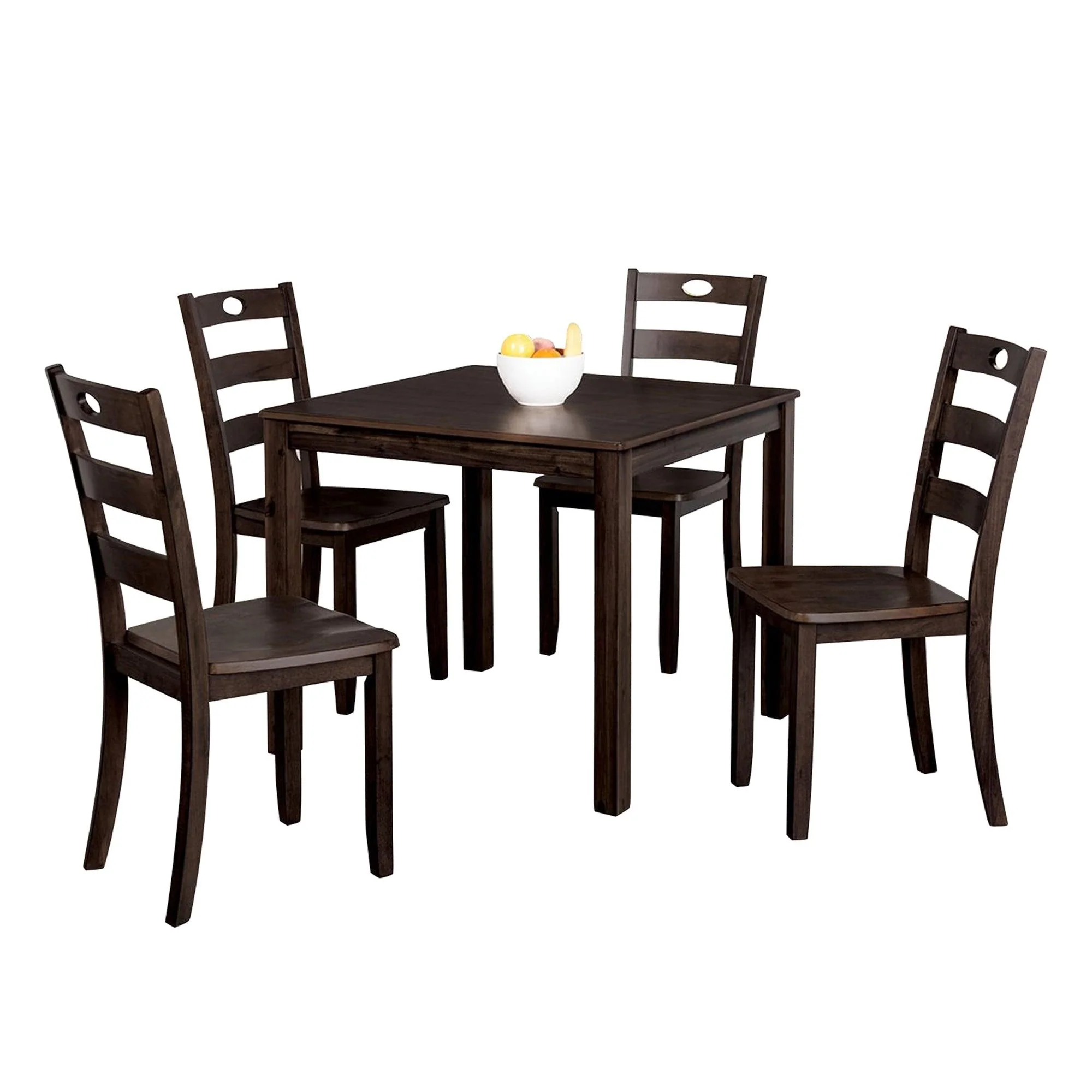 Parrot Uncle 30-Inch Solid Rubberwood 5-Piece Dining Table Set with Slat Back Chairs