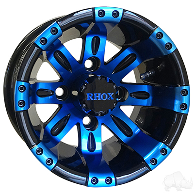 Black w/ Blue w/ Center Cap, 10×7 ET-25 -RHOX Vegas