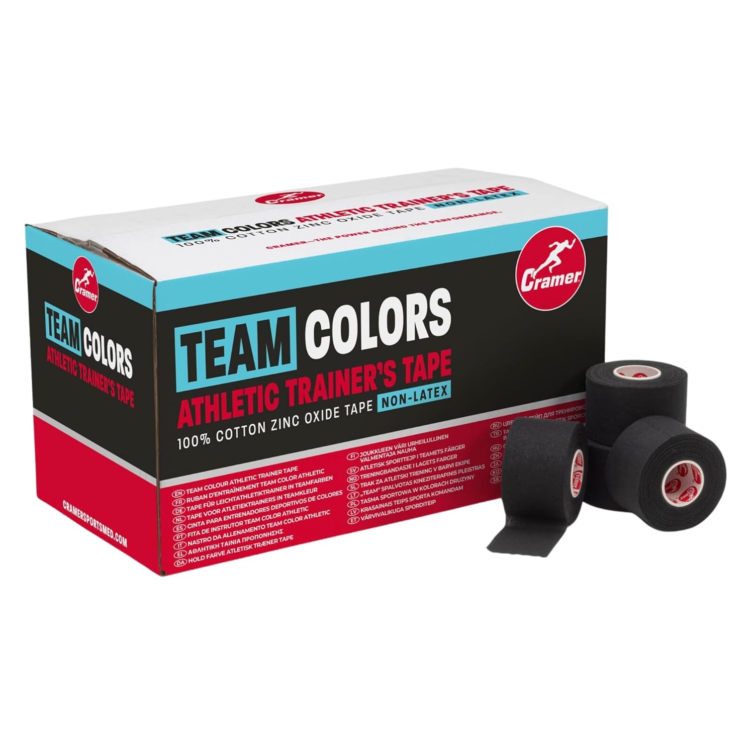 Cramer Team Color Athletic Tape, Black, Latex-Free, 1.5