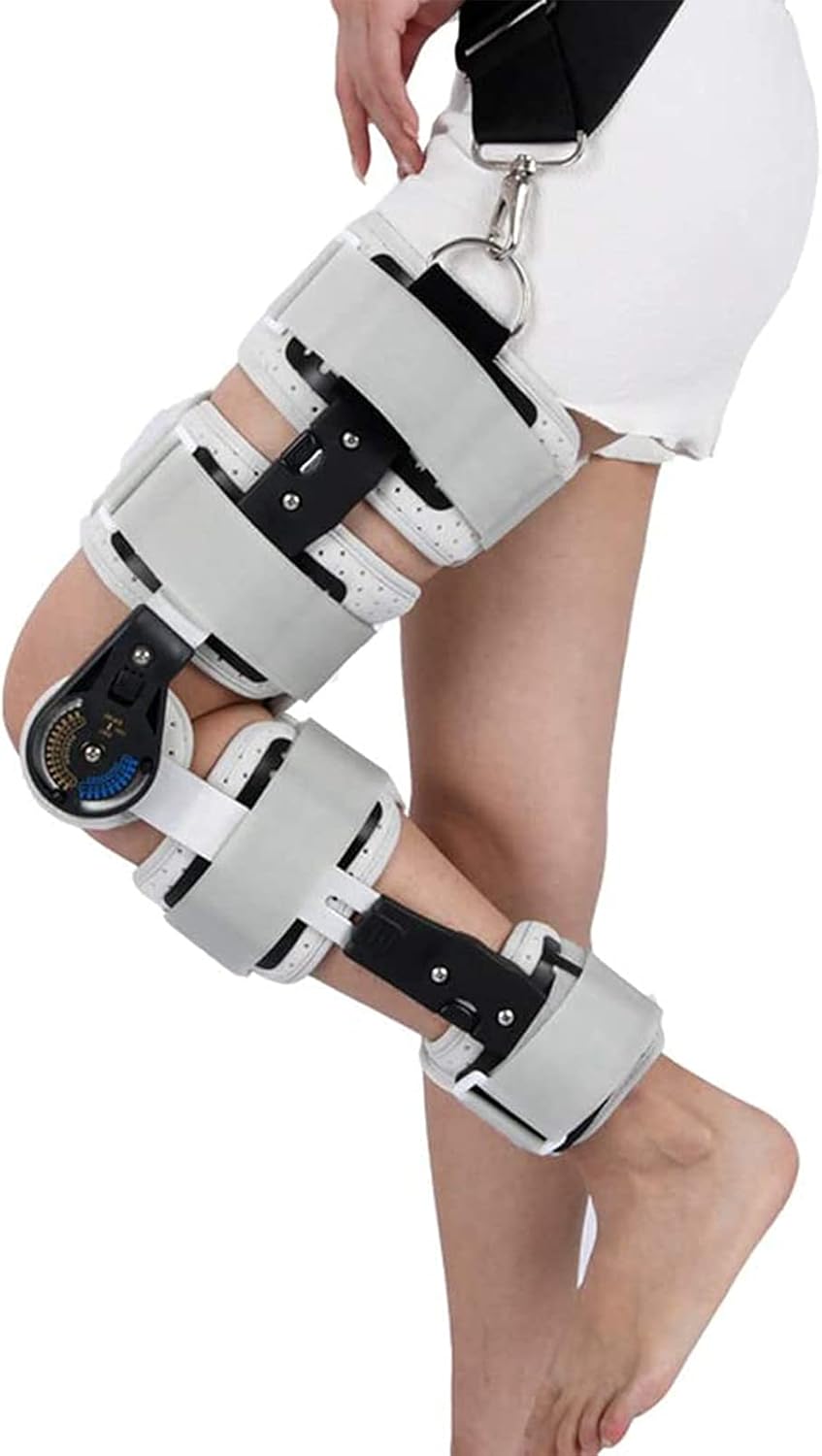 Hinged Knee Brace, Hinged Knee Brace, Adjustable Knee Brace Support, Immobilizer Brace Support Orthosis, Adjustable for Left Leg and Right Leg(