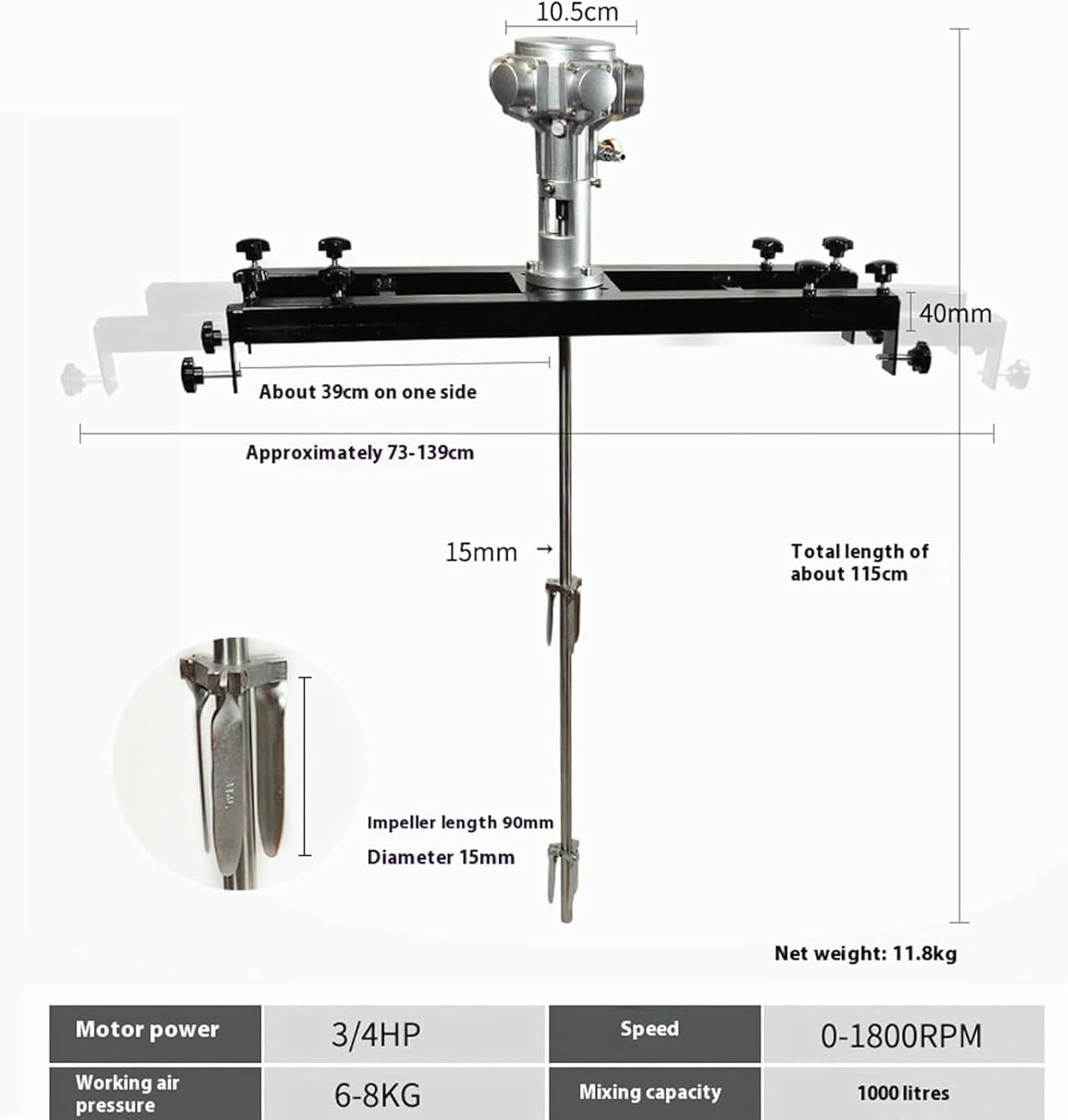1000l IBC Air Agitator Pneumatic Bracket Mixer, 3/4hp, 1/2hp, Folding Propeller, Paint Stirring Machine for Paint Coating Viscous Liquid Ink Dissolver*