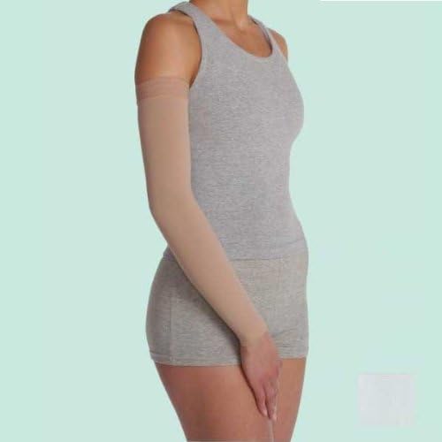 Juzo 2001CGLSB06 II Soft Circular Knit Arm Sleeve 20-30 mmHg Long with Silicone Border - White