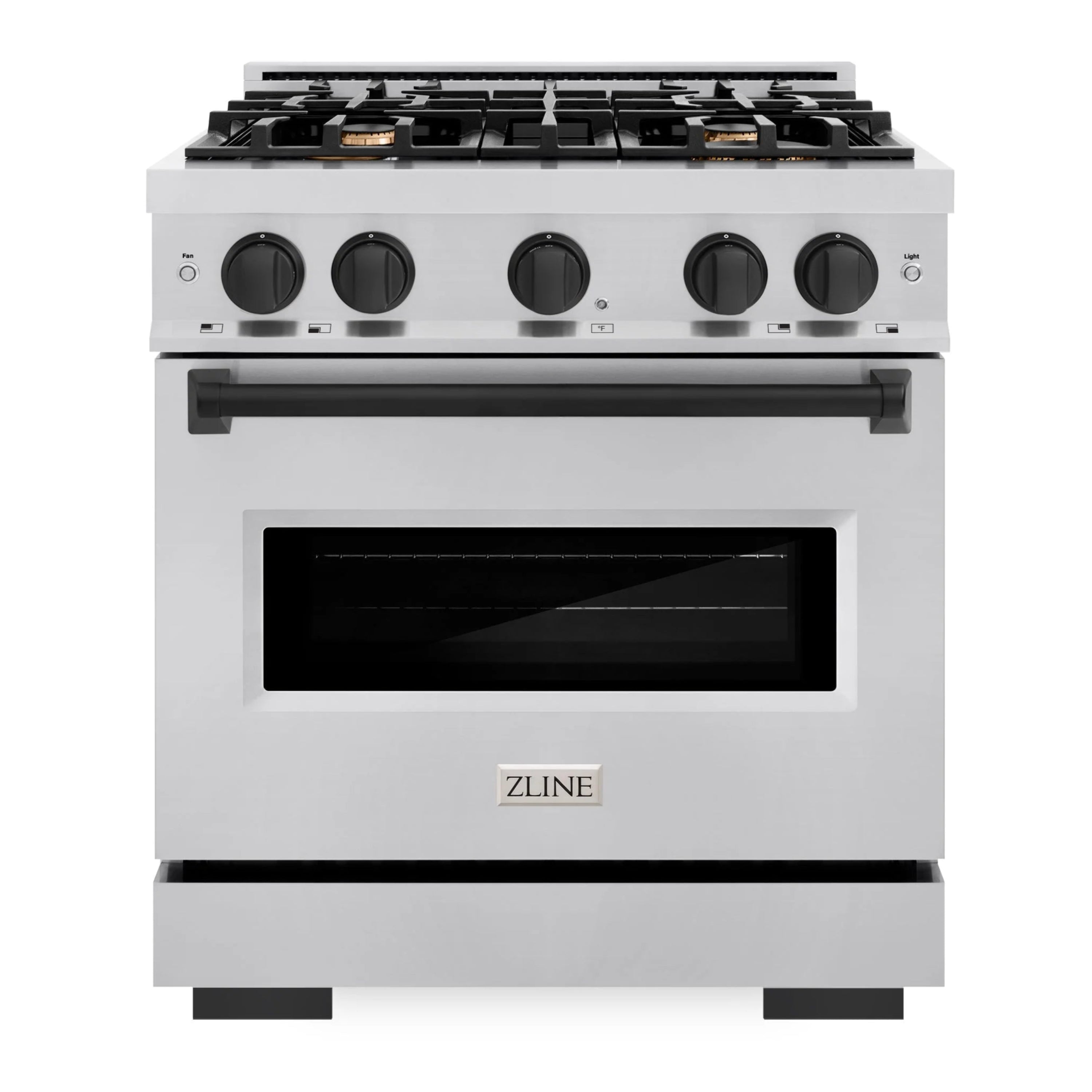 ZLINE Autograph Edition 30-Inch Classic Series Dual Fuel Range with 4 Gas Burner Cooktop and 4.2 Cu. Ft. Electric Convection Oven in Stainless Steel with Matte Black Accents (CDRZ-30-MB)