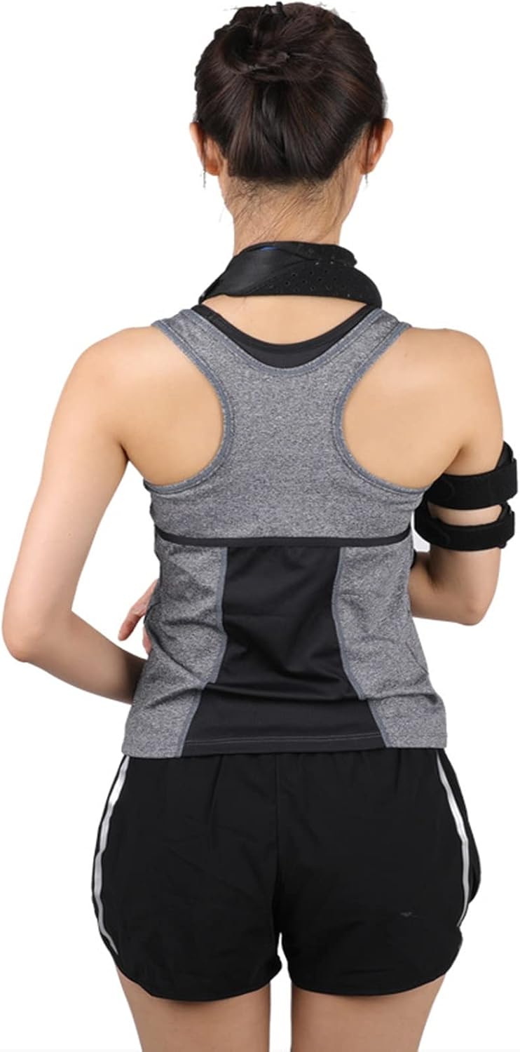 Adjustable Hinged Elbow Brace, Adjustable Post Op Elbow Brace with Strap for Support Post Op Injury Recovery for Left Right Arm (Color : Black, Size : Right Arm)