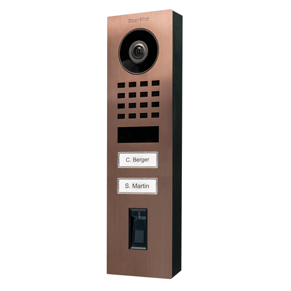 DoorBird D1102FV Fingerprint 50 Surface-Mount IP Video Door Station, 2 Call Button in Bronze