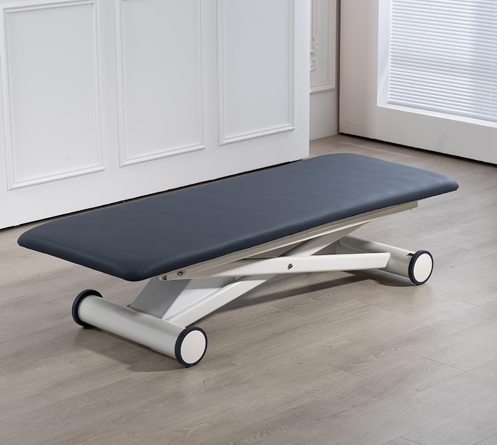 Adjustable Hi-Lo Power Exam Treatment Table with Open Base, Electric Height Adjustment (Blue)