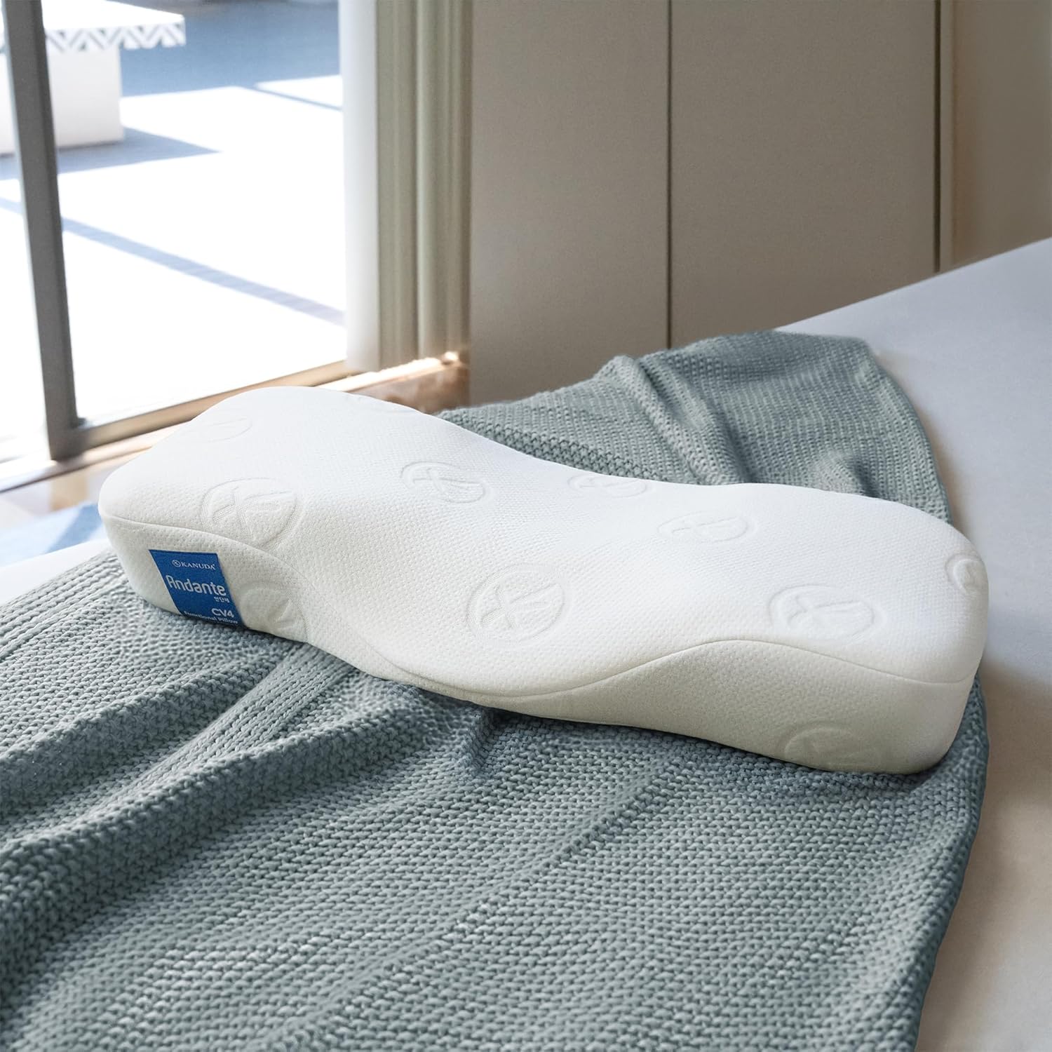 Kanuda Andante Pillow – Higher Orthopedic Cervical Neck Pillow for Neck Pain & Shoulder Pain Relief, Ergonomic Memory Foam Pillow for Side & Back Sleepers with Elevated Support