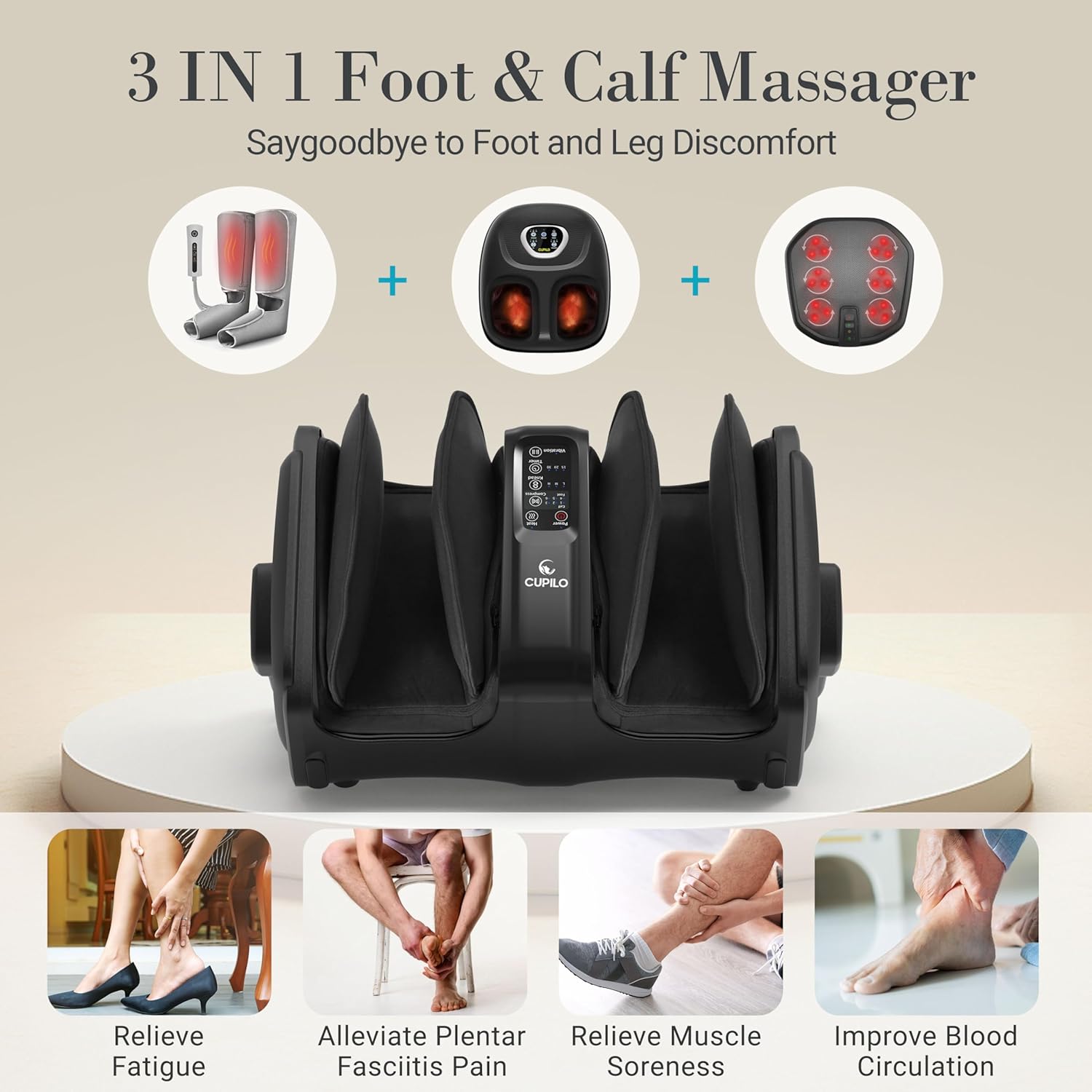 Shiatsu Foot Massager with Heat, FSA Eligible HSA Electric Foot Calf Massager with Remote, Multi-Level Compression Deep Kneading Feet Massage Machine for Neuropathy Plantar Fasciitis Circulation