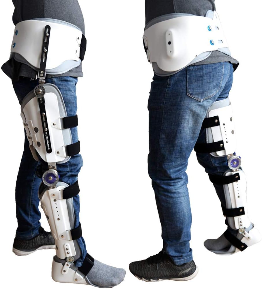 ROM Hinged Adjustable Hip Knee Brace Joint Support Leg Fracture Hip Fixed and Ankle Orthosis Brace Booster Knee, Foot Protector Thigh(